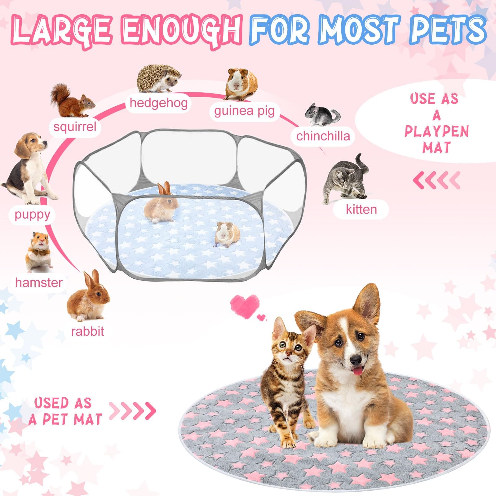 Hahafelt 4 Pcs Round Whelping Pee Pads Washable for Dogs Waterproof Pet Train…