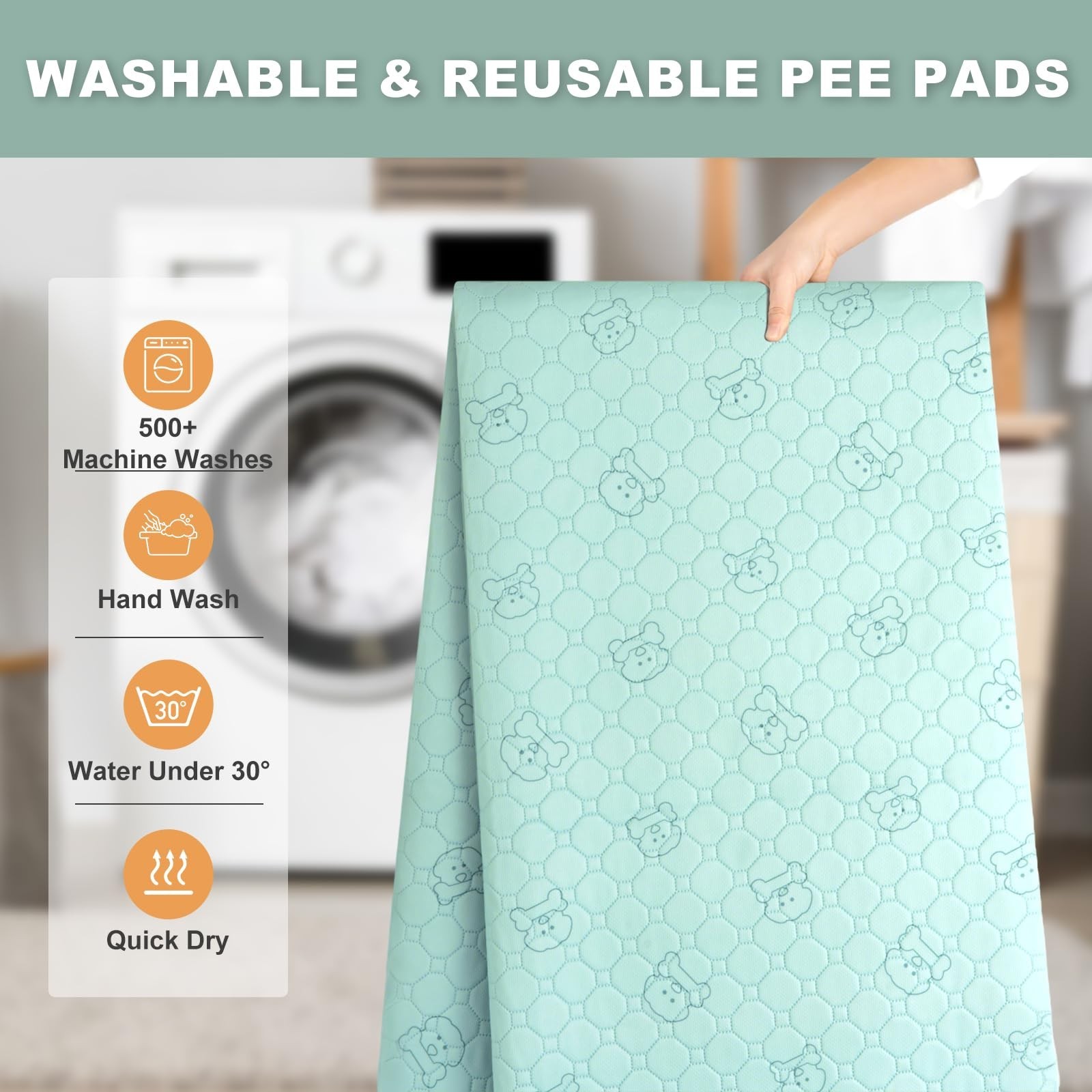 Washable Pee Pads for Dogs 2 Pack, Reusable Waterproof Leak-Proof Puppy Train…