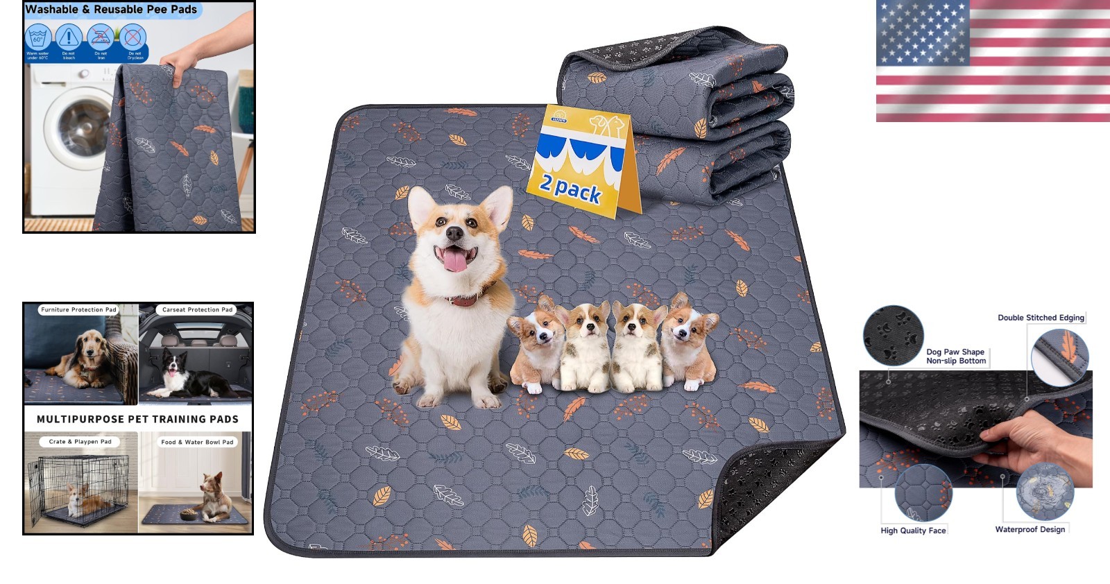 Pet Whelping Mat – Extra Large Reusable Dog Pads – 36″x72″