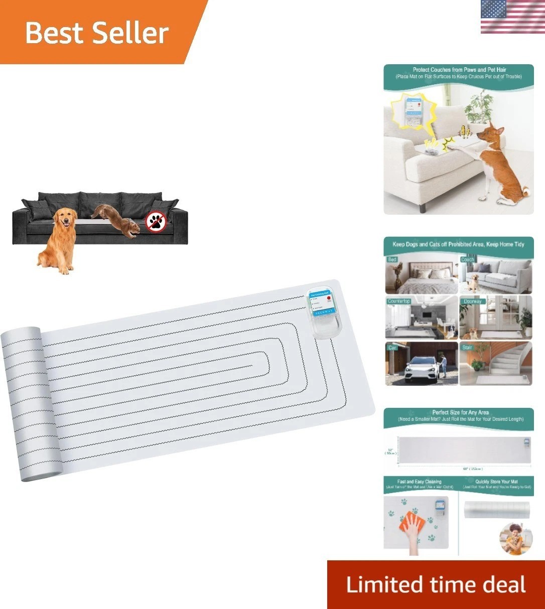 60″x12″ Pet Behavior Training Mat – Battery Operated Shock Pad for Safe Use