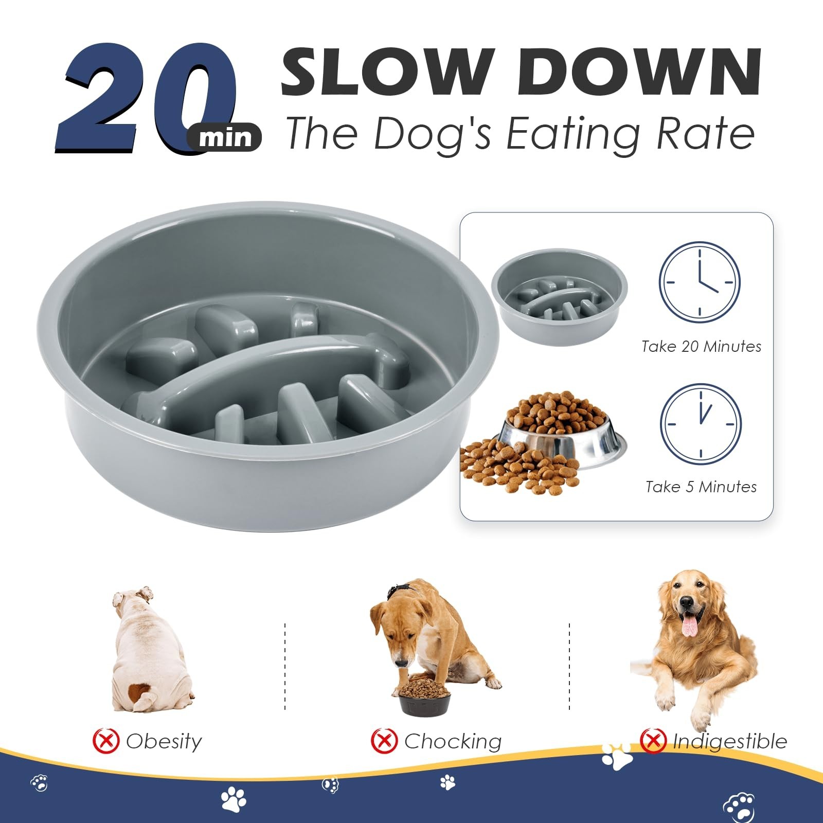 ADENGL Elevated Dog Bowls with Slow Feeder, 5 Adjustable Heights, Anti-Slip, …