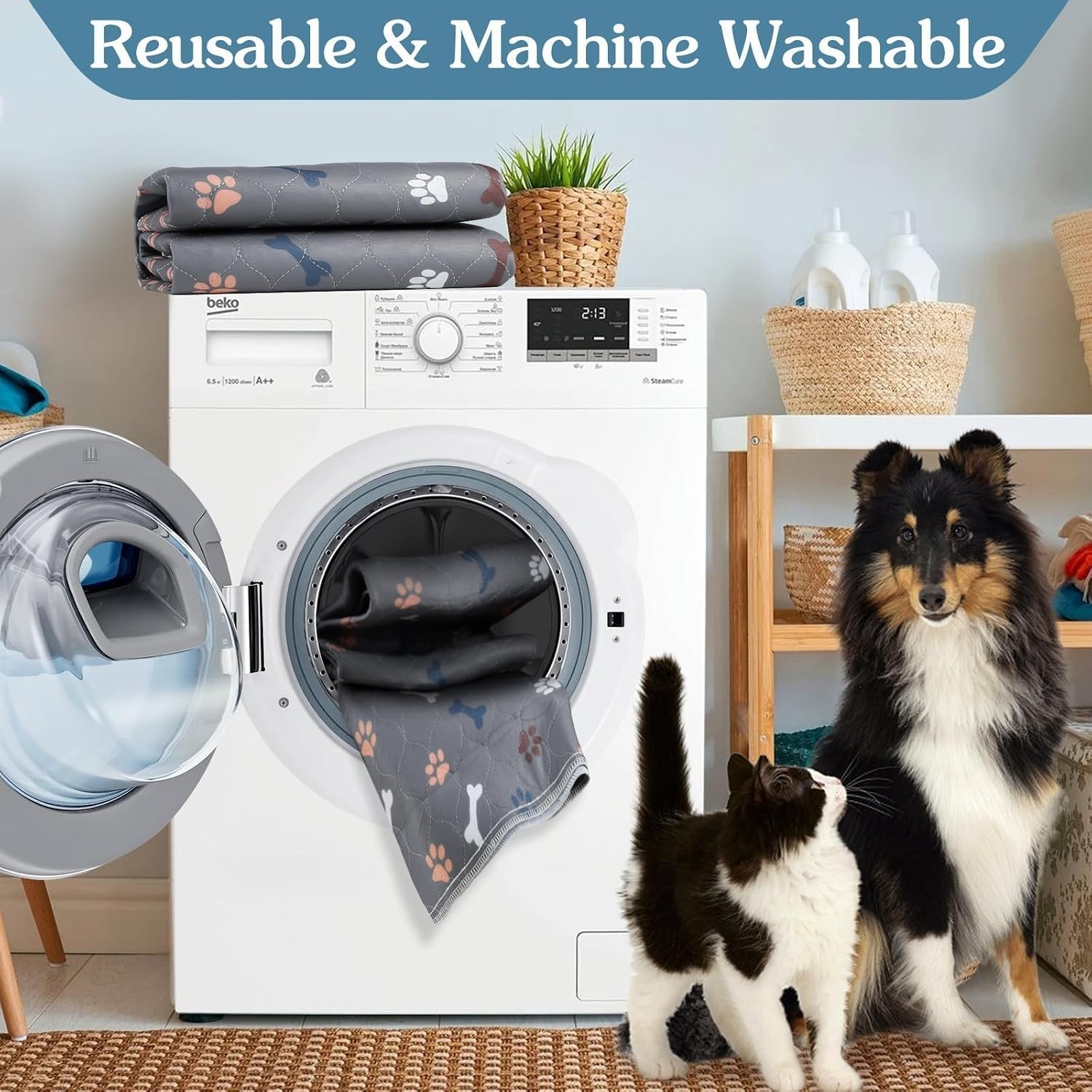 Super Absorbent Washable Dog Pee Pads, 2 Pack 18″x24″, Perfect for Home & Travel