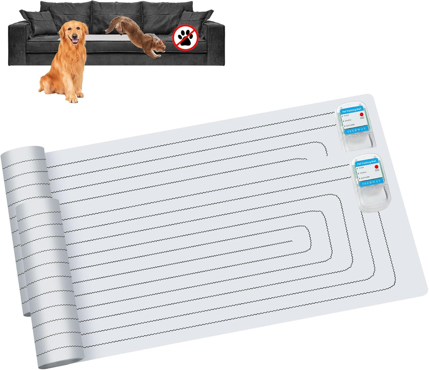 Scat Pet Shock Mat 2 Pieces, Shock Pads for Dogs and Cats Training Indoor, Elect