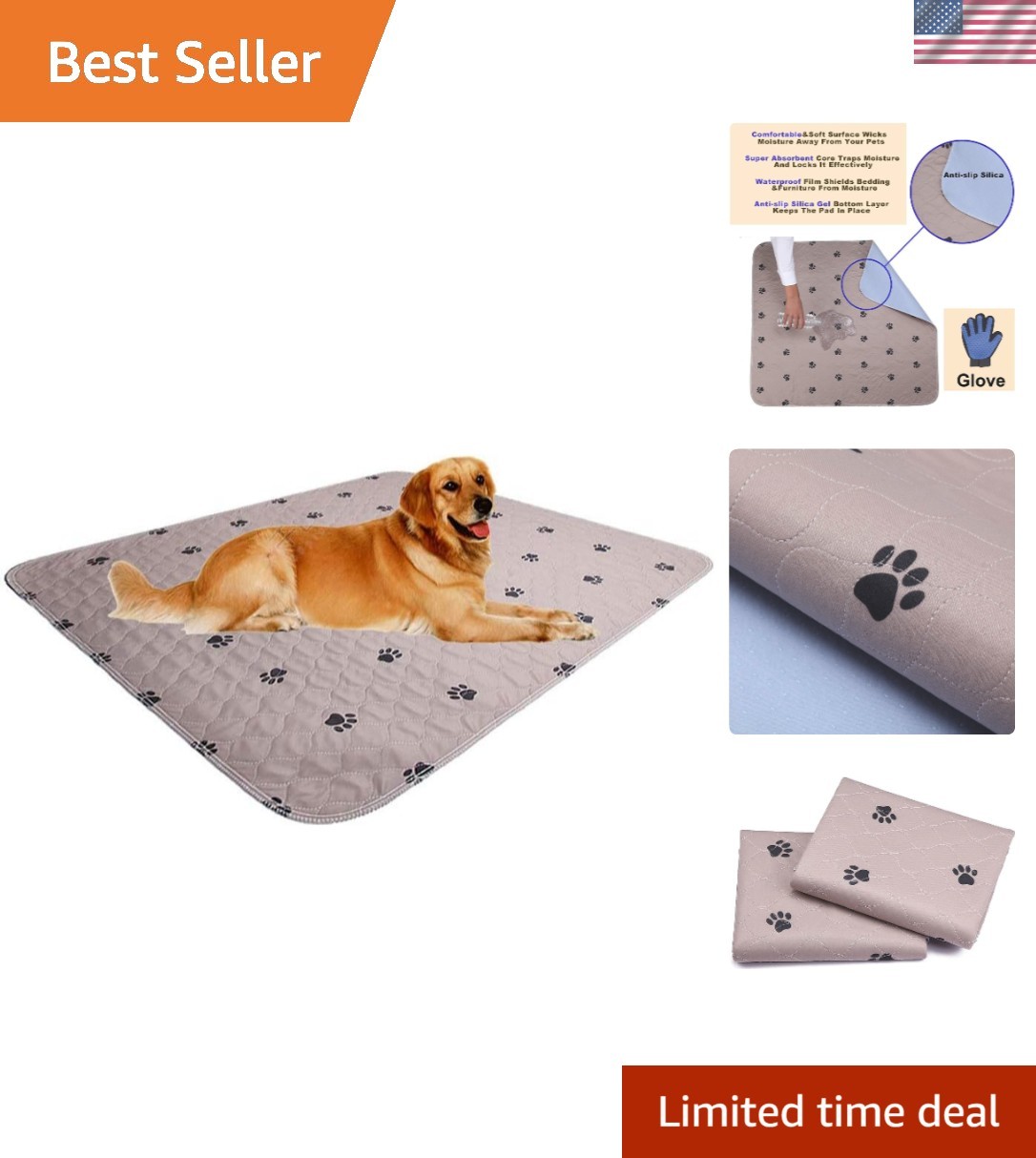 Waterproof, Fast Absorbent Washable Dog Pee Pads – Large Size for All Breeds