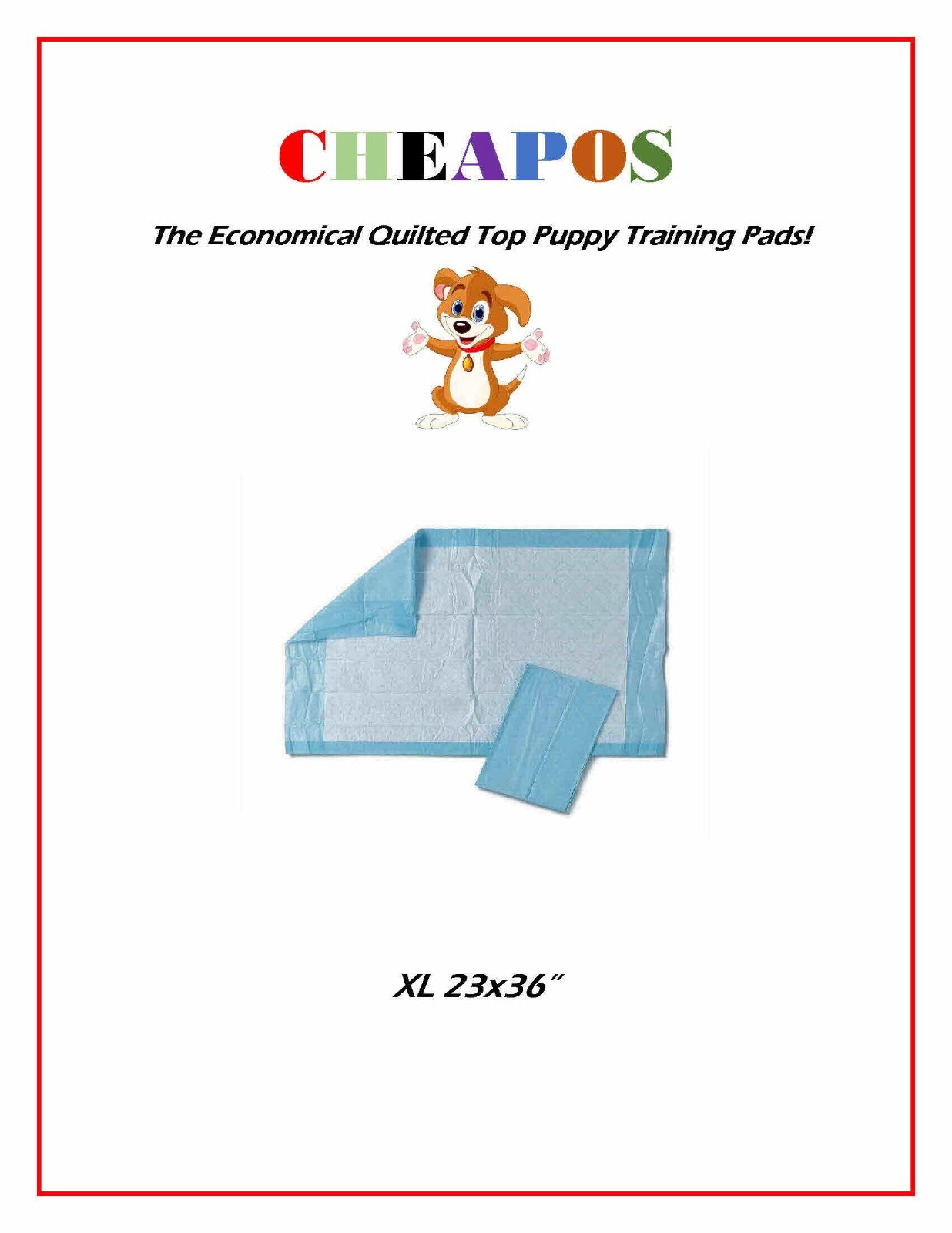 23×36″ Quilted 4-Ply Deluxe Econo Puppy Training Pads Reuse up to 3x’s 150ct