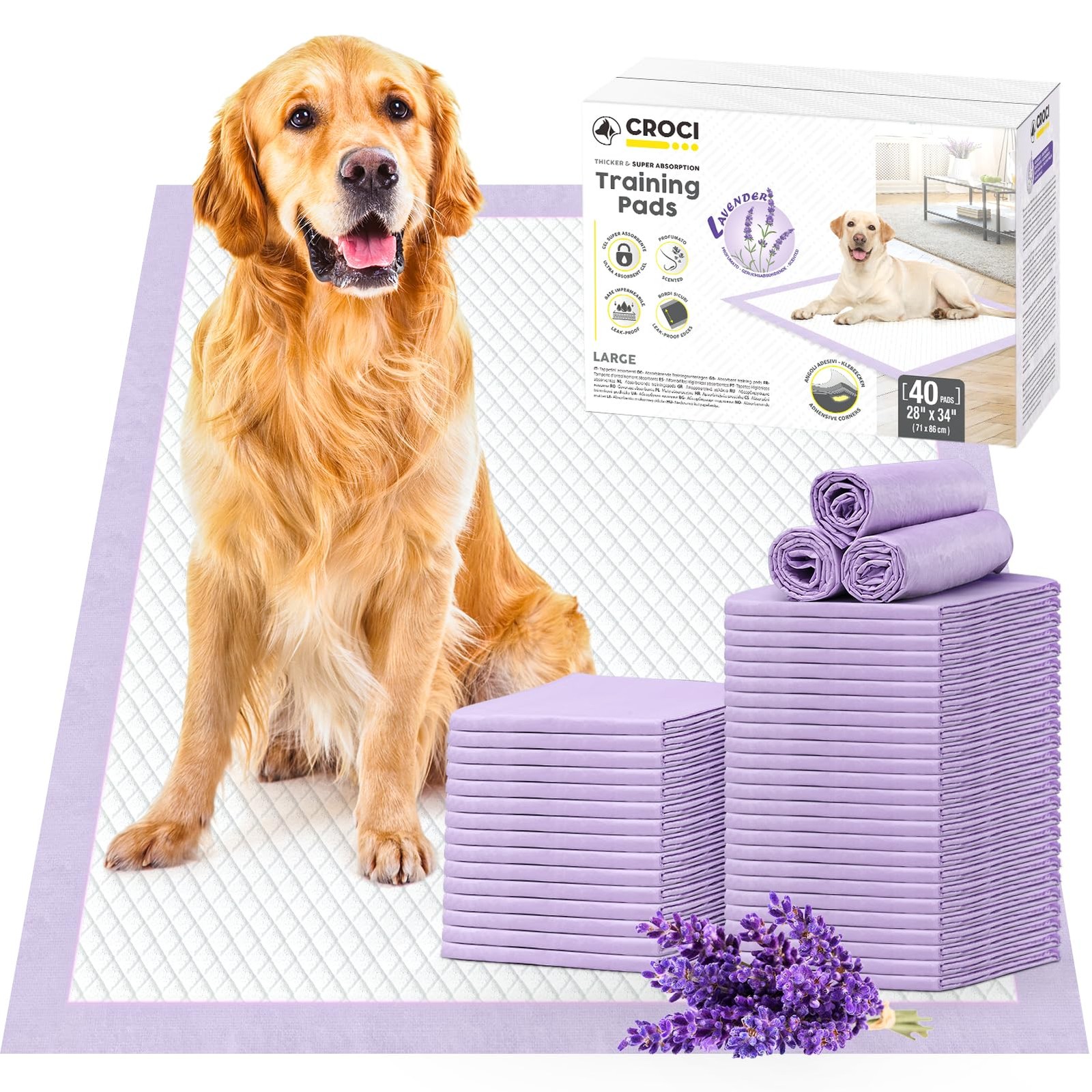 Dog Pads Extra Large 28x34in, Puppy Pads with Adhesive Tabs Super Absorbent U…