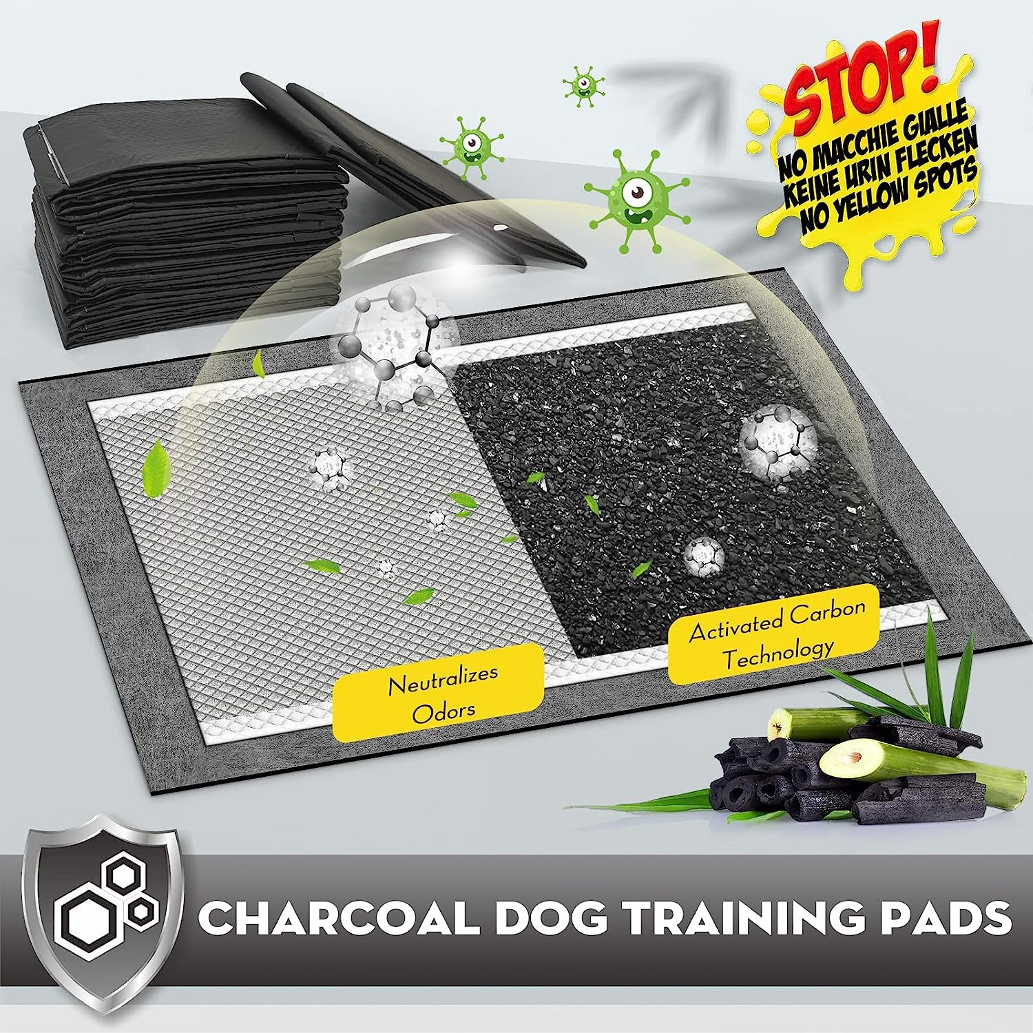 Puppy Pads 100 Count 36″X36″ Jumbo Size Charcoal Pee Pads for Dogs, Super Absorb