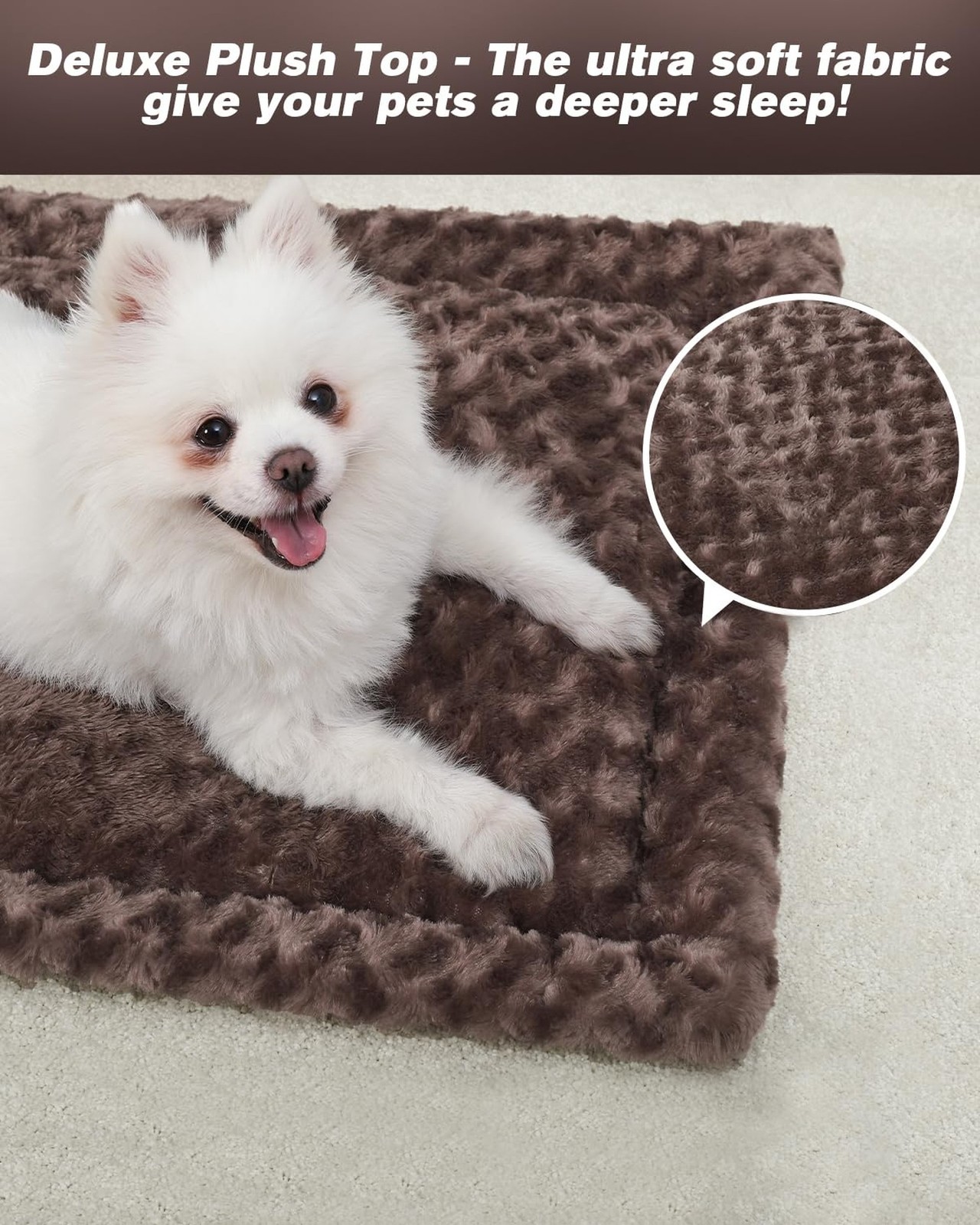 Exsnugy Washable Dog Bed Mat Large Size Fluffy Pet Crate Pad 42×28 XL | Non-S…
