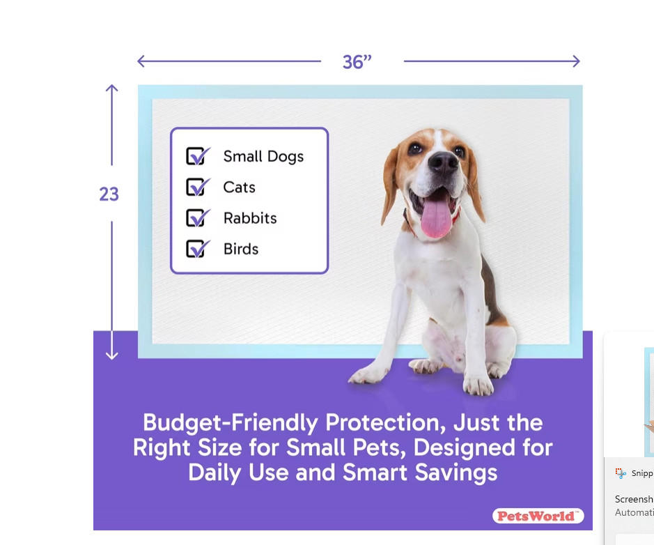 Economy Value Puppy Training & Potty Pads, Unscented (23×36 inch) 300 Count