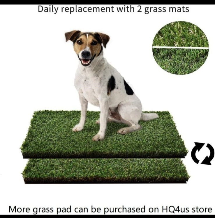 HQ4us Dog Grass Pad with Tray Large 34”×23” Dog Litter Box Toilet with 2×Arti…