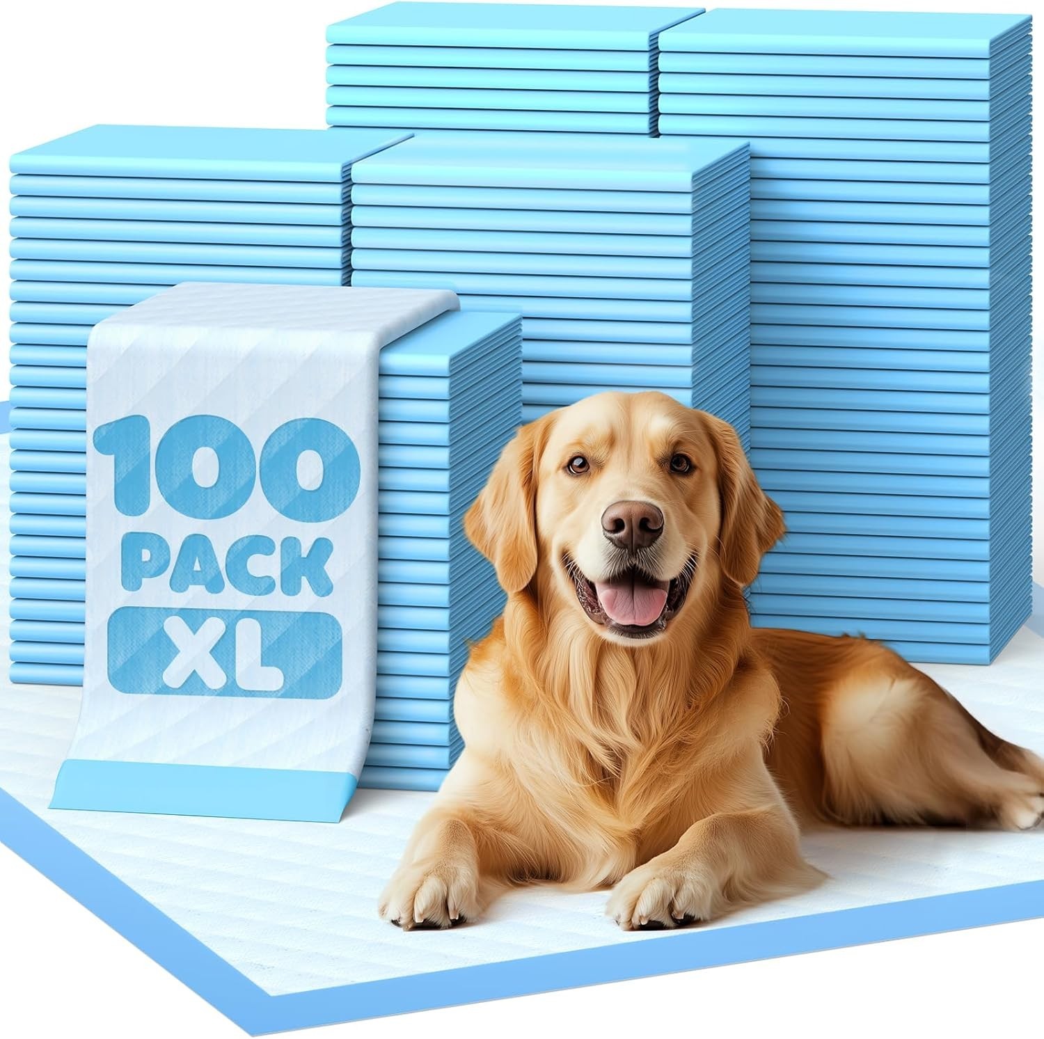 Durable 100-Pack Extra Large Puppy Pads – 34″x28″ with Easy Storage & Cleanup