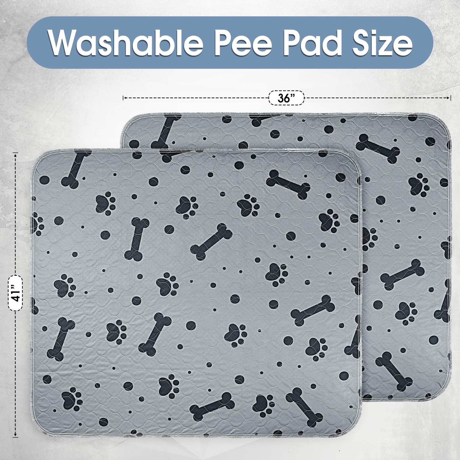 Washable Pee Pads for Dogs 36” x 41” Heavy Absorbent Non-Slip – Indoor