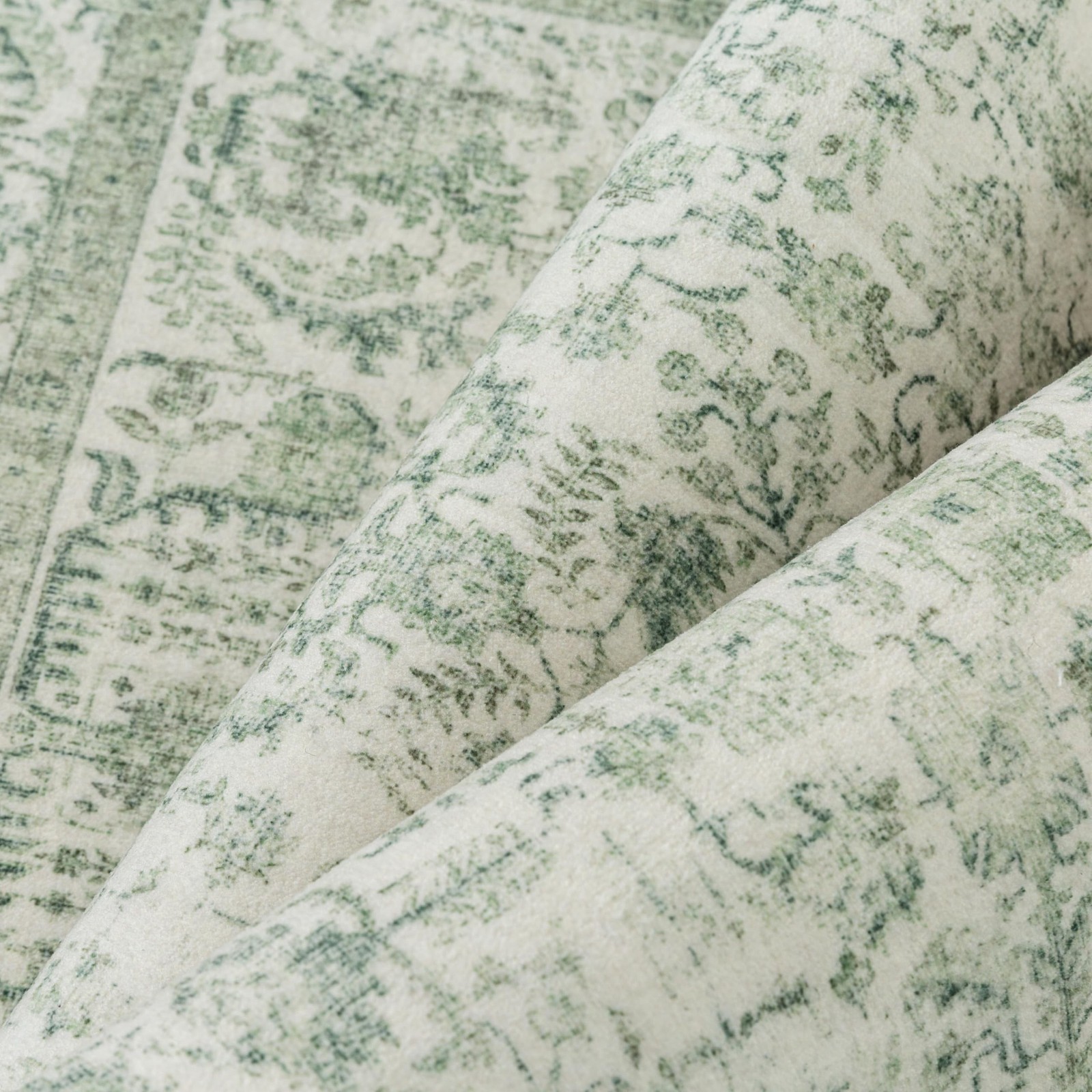 PureCozy Sage Green Area Rug 5×7 Vintage Floral Farmhouse | Washable, Non Sli…