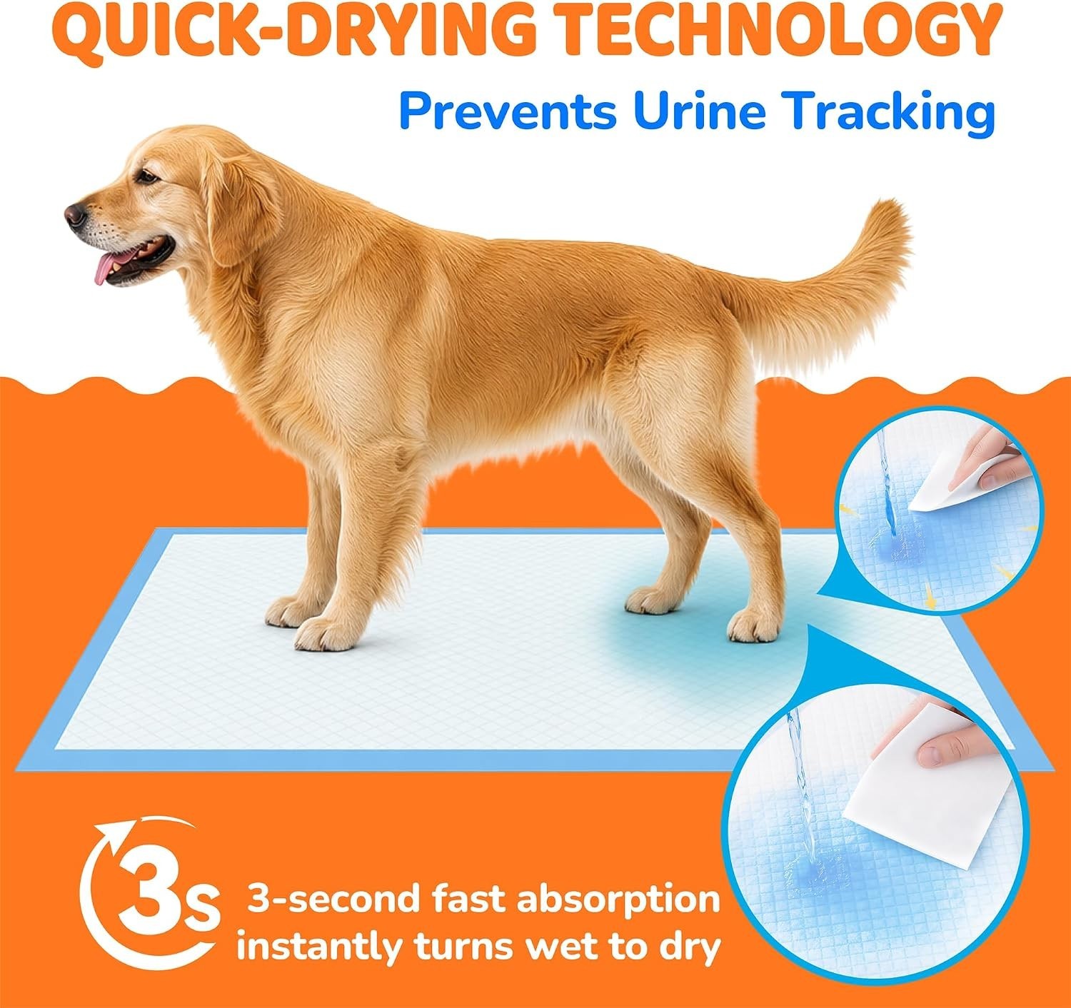 Superior Absorption Puppy Pads 28″x34″ – 30 Count Quick-Dry & Tear Resistant
