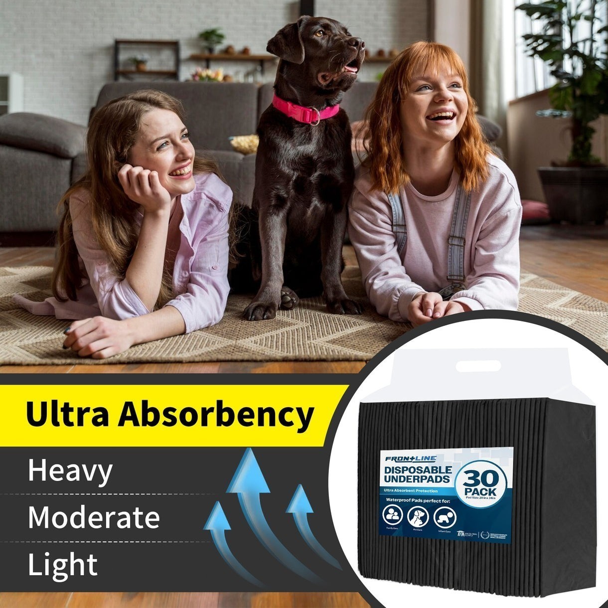 30-Pack XL 28″ x 34″ Charcoal Puppy Training Pads | Advanced Odor Control