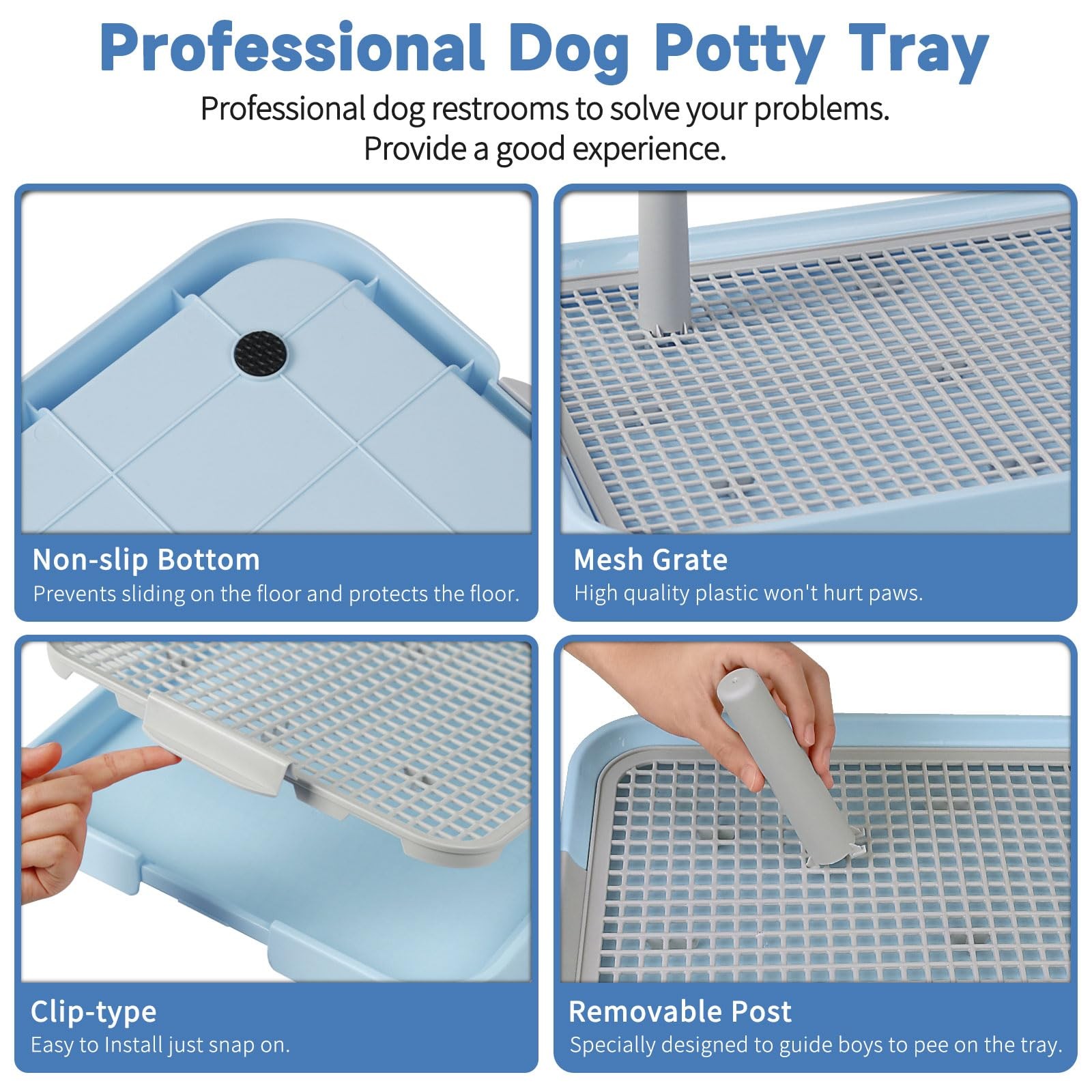Dog Potty Tray Toilet 20″x14″ – Indoor Pee Pad Holder With 8pcs Training Pads…