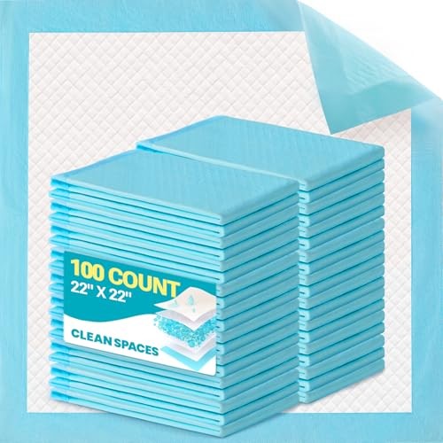 Clean Spaces 100 Count Super Absorbency Puppy Pads 22″x 22″x22″ 100 CT Blue