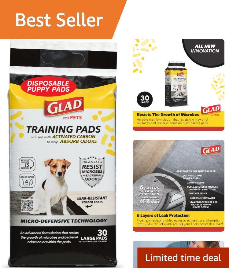 Activated Carbon Anti-Microbial Dog Training Pads – 23″ x 23″, 30 Count