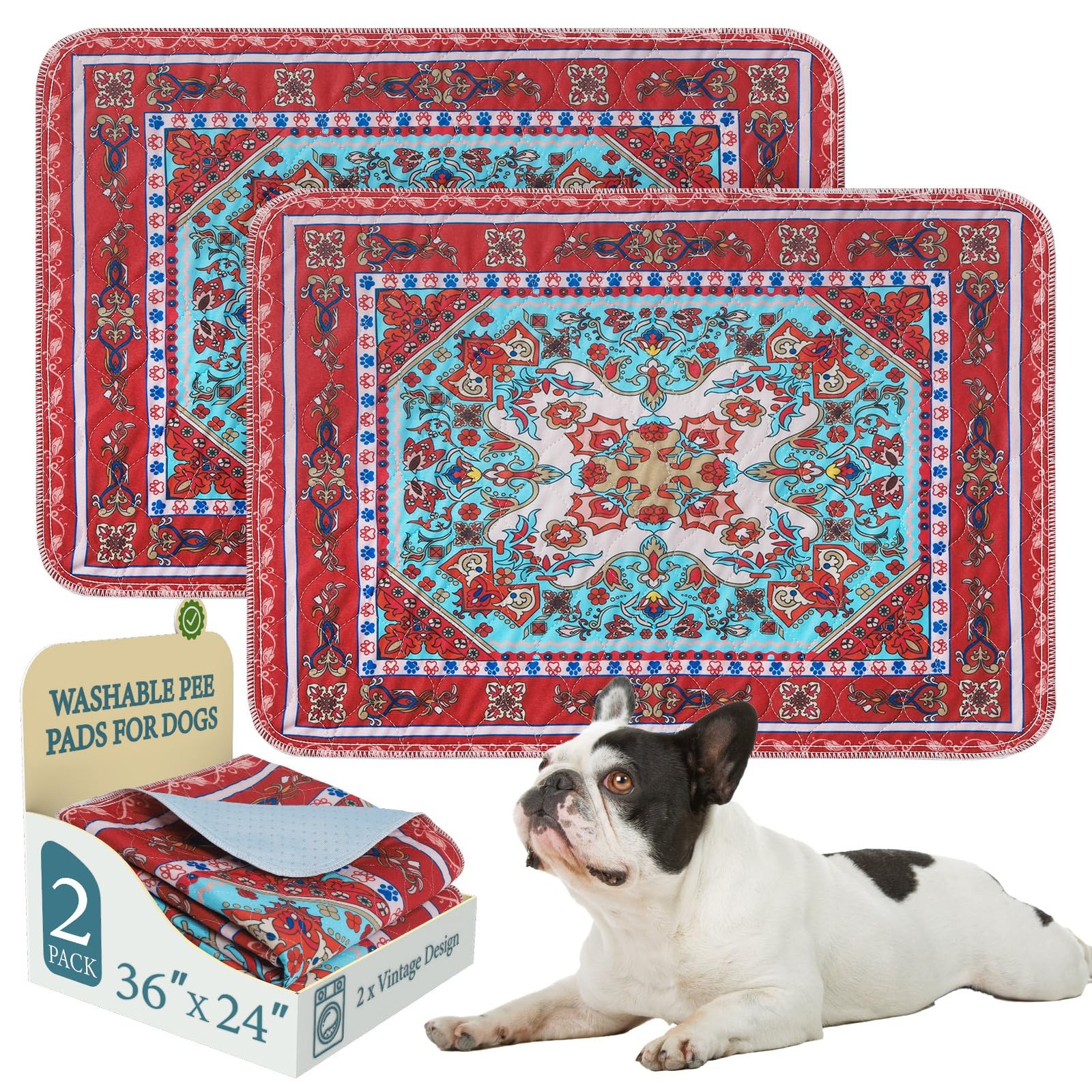 Washable Pee Pads for Dogs, 2 Pack Reusable Puppy Pads Waterproof, Absorbent …