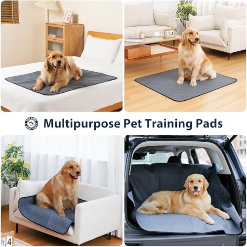 Washable Reusable Dog Pee Pads 3 Pack 34 x 36 Waterproof Non-Slip for Crate