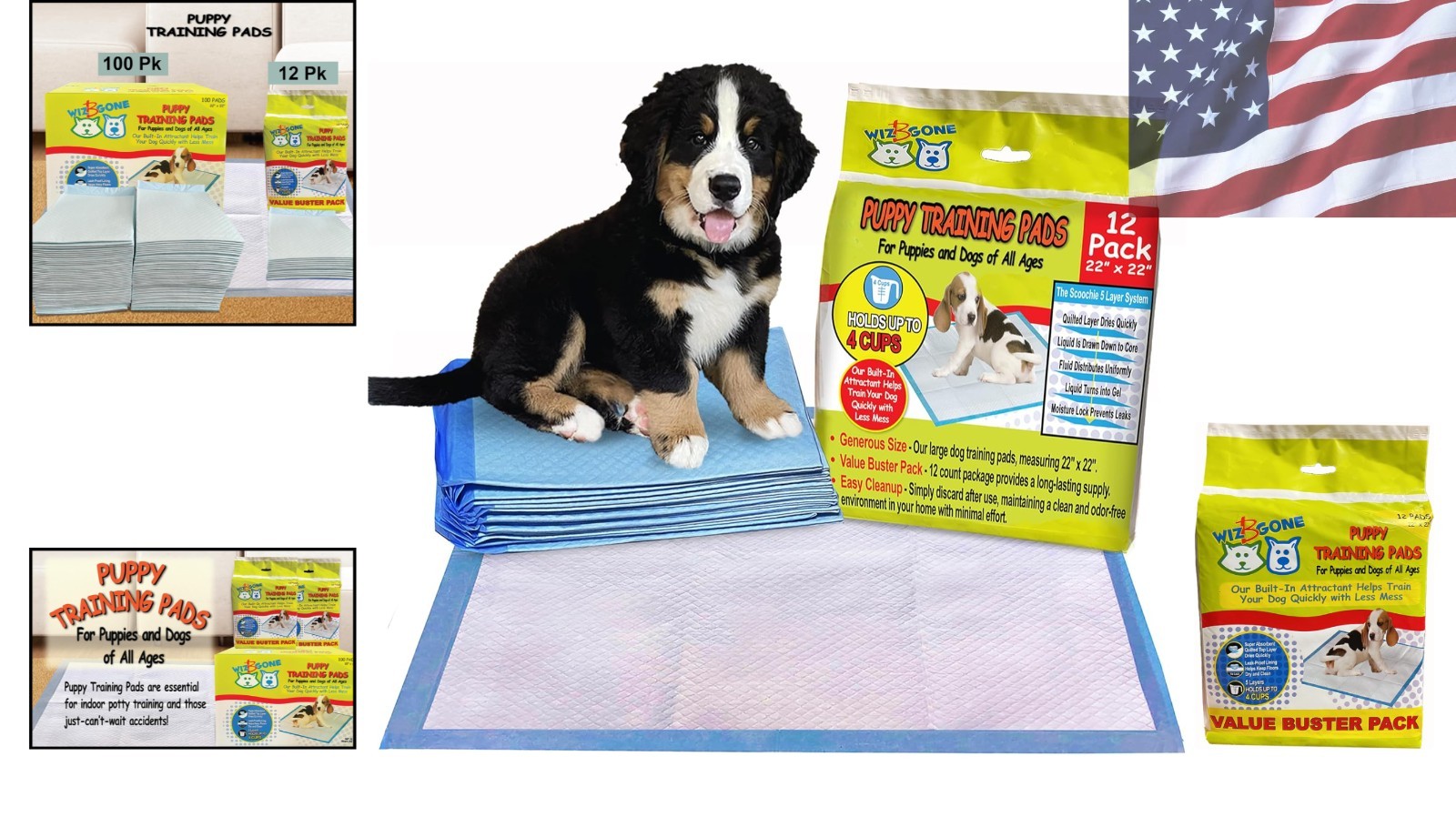 Convenient 12 Pack of Leak-Proof Pet Training Pads – 22″ x 22″ for Home & Travel