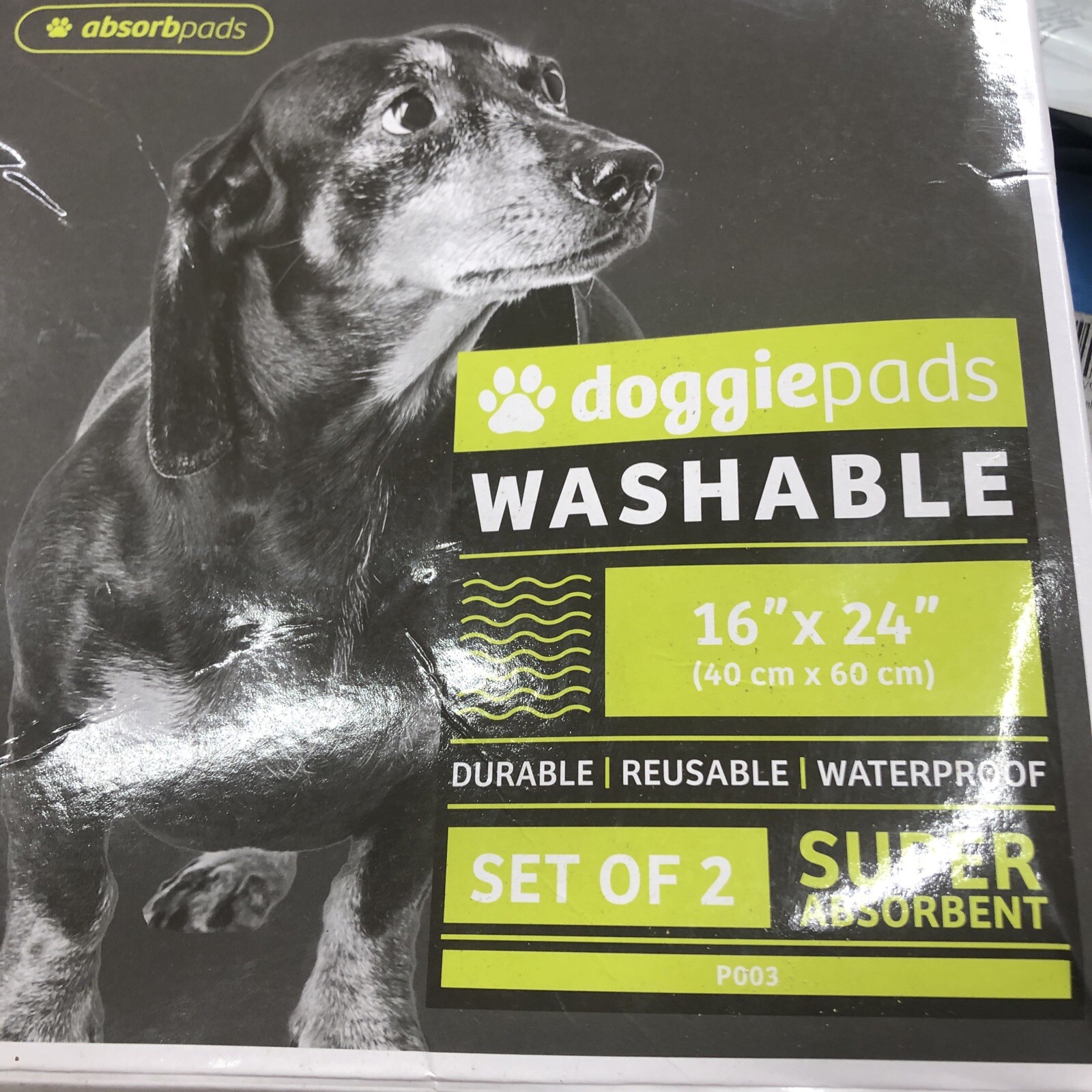 16”x14” Washable Reusable Dog Pee Pads Absorbent (2 Pack) Doggie Durable