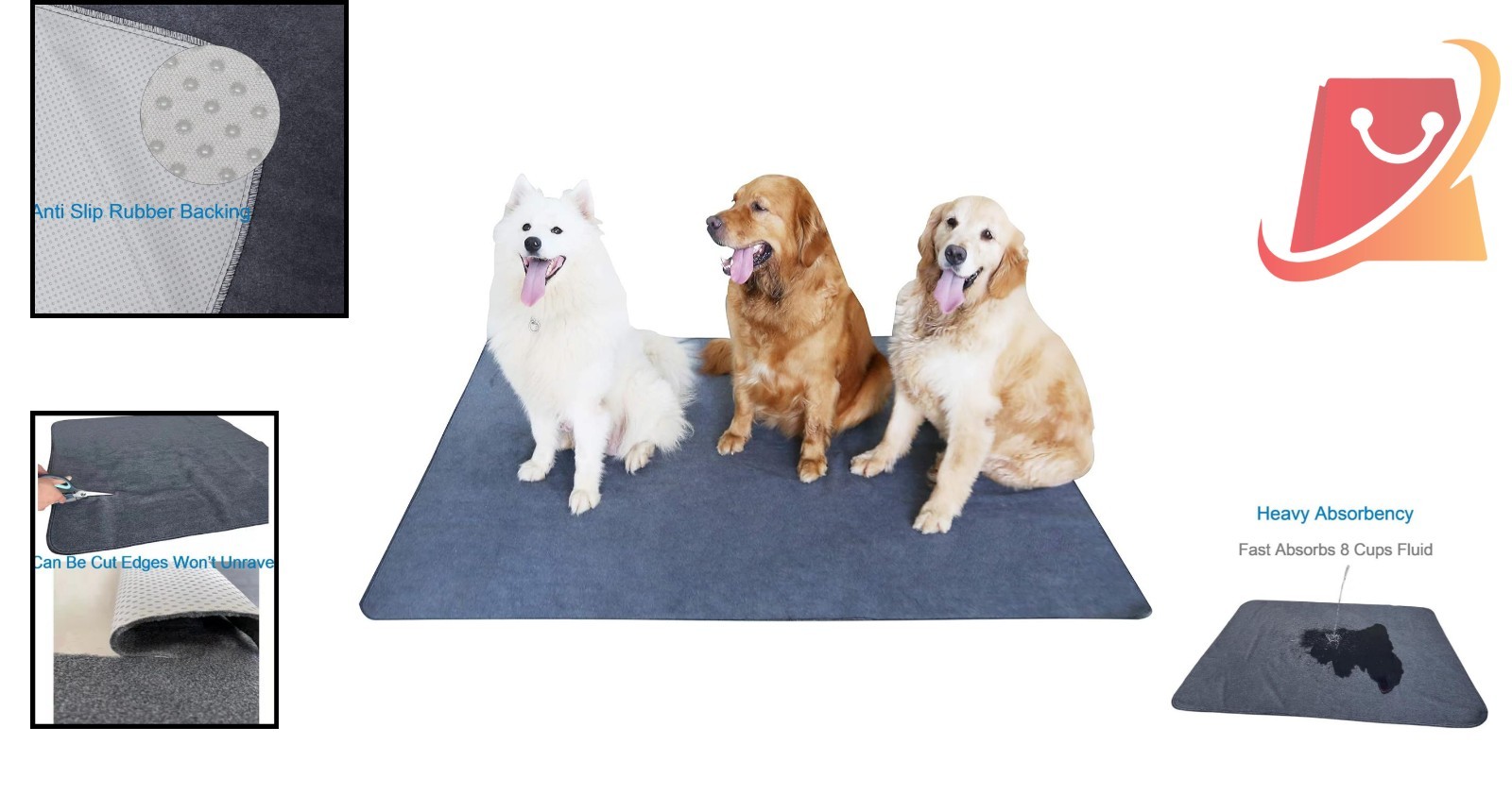 Non-Slip Washable Puppy Pads 65×48 Waterproof Leakproof for Training