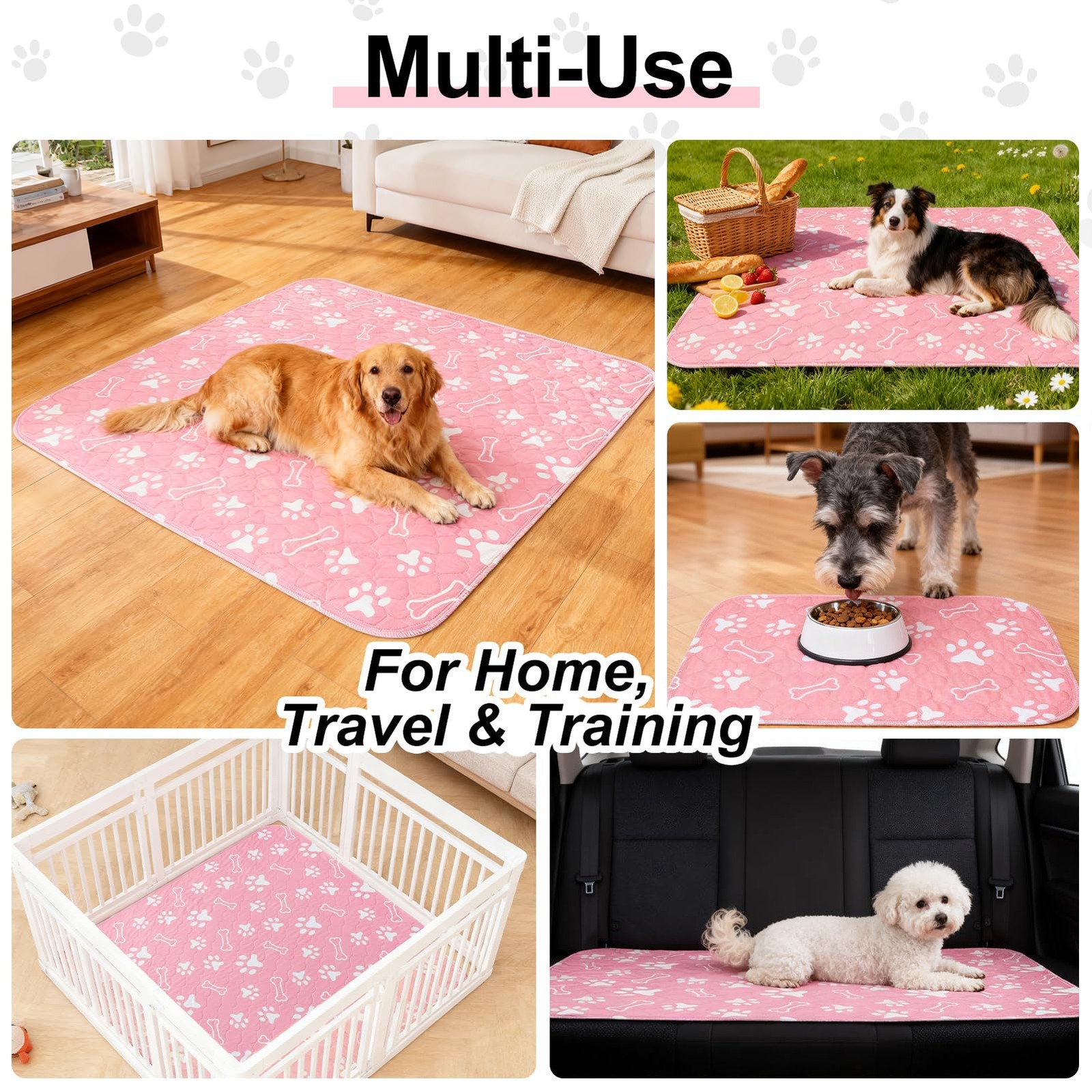 BEAUTYZOO Washable Pee Pads for Dogs, 18” x 24″ Reusable Puppy Pee Pads Supe…