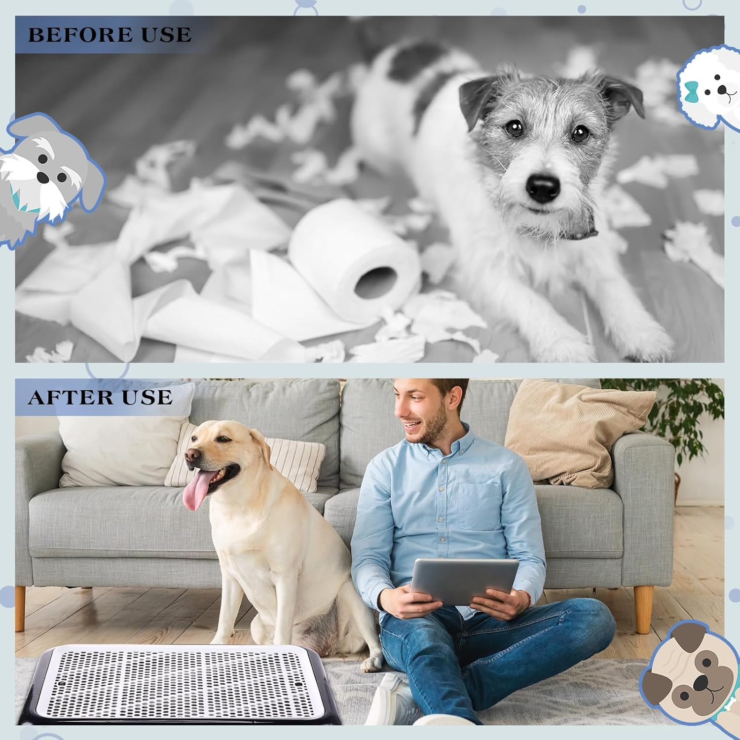 1 Pcs Dog Pee Pad Holder Potty Tray Portable Dog Litter Box Toilet Training for