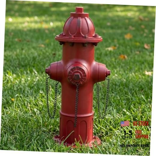 Garden Fire Hydrant Outdoor Statue Decorative for Dog to Peed on, Deep Red