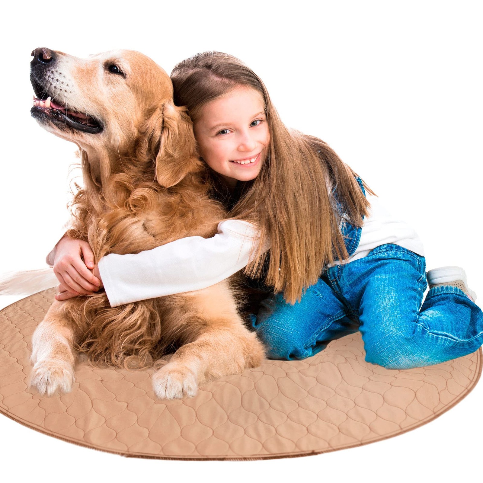 Dog Pee Pad Round 36 Inch Washable Waterproof Mat for Potty Training