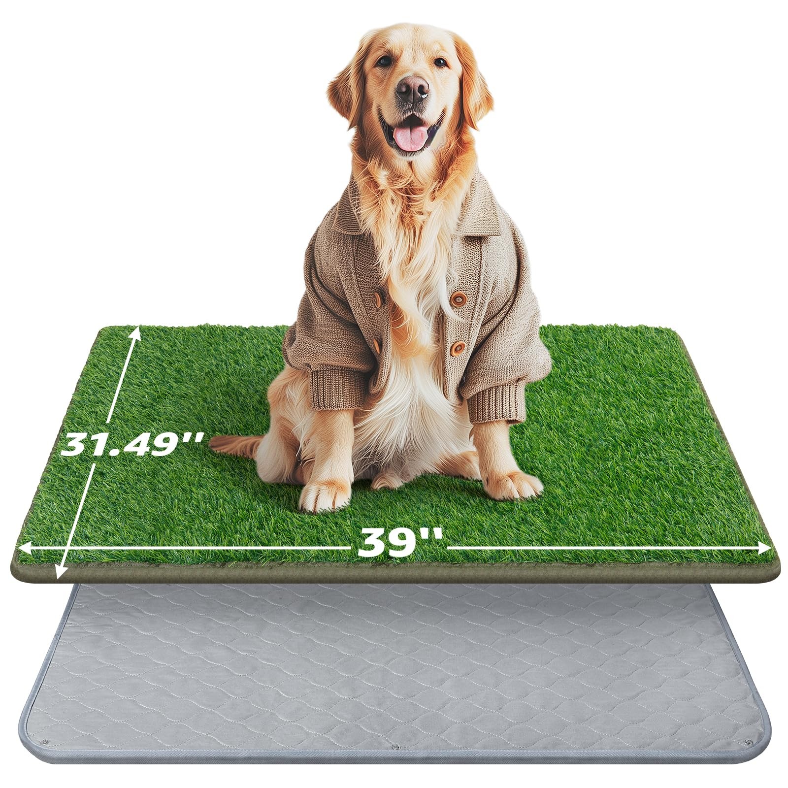 Dog Grass Mat with Pad 39×31.49 Potty Tray for Patio Balcony Apartment