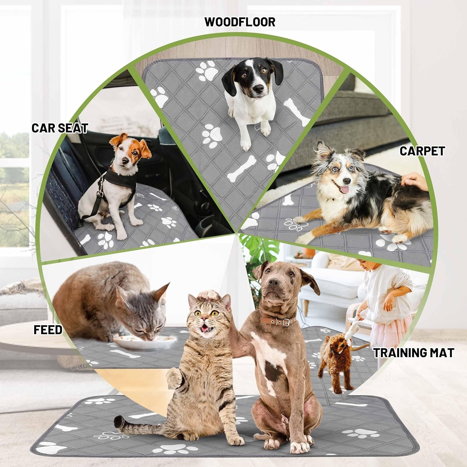 Washable Dog Pee Pads 24×36 Reusable Waterproof Training Mats 2 Pack