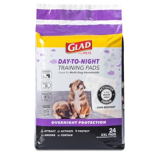 Glad for Pets Day/Night Puppy Training Pads 30×36″ 24 Count Odorproof