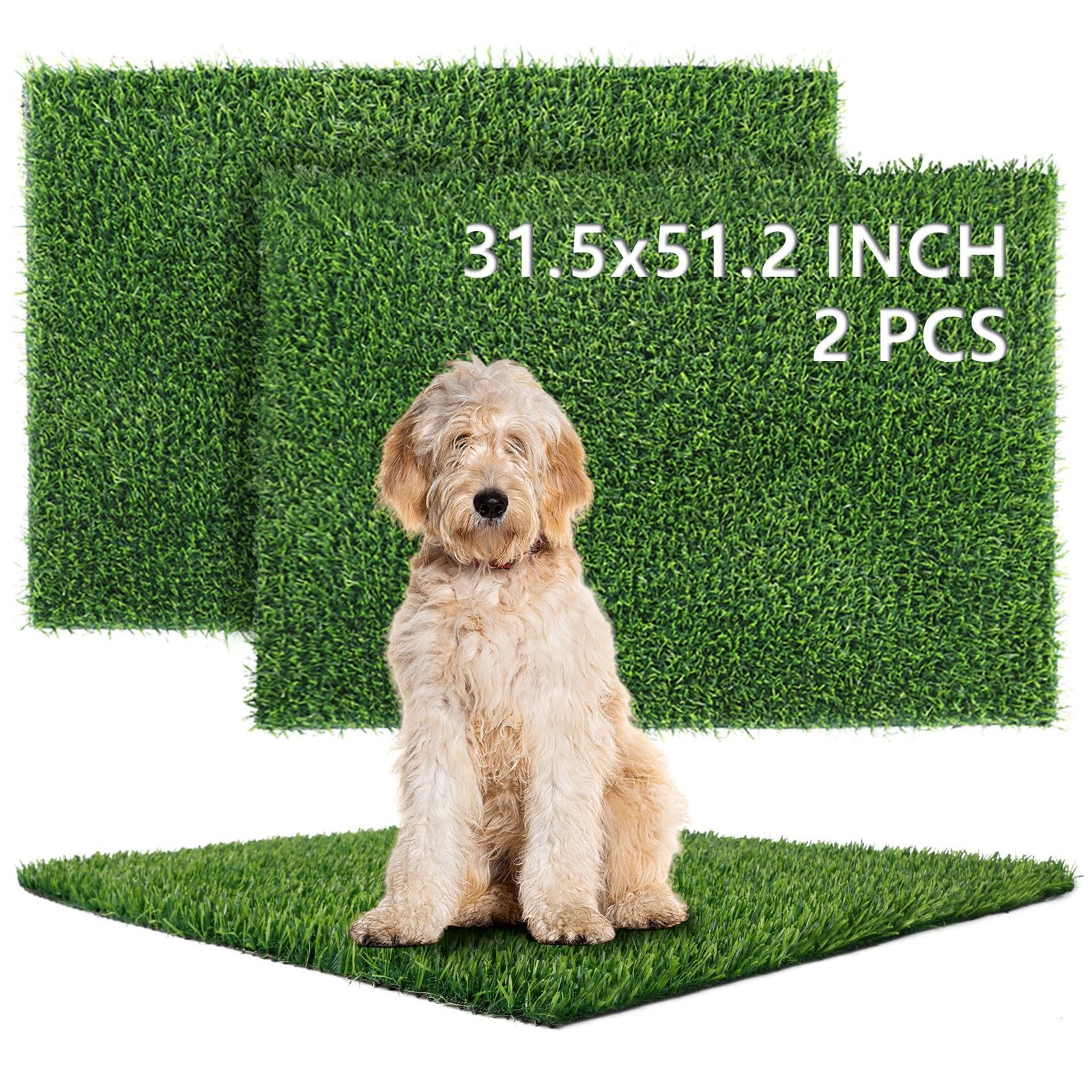 2 Pack Fake Grass Pee Pad for Dogs Potty Traning – 31.5″x51.2″ Replacement & …