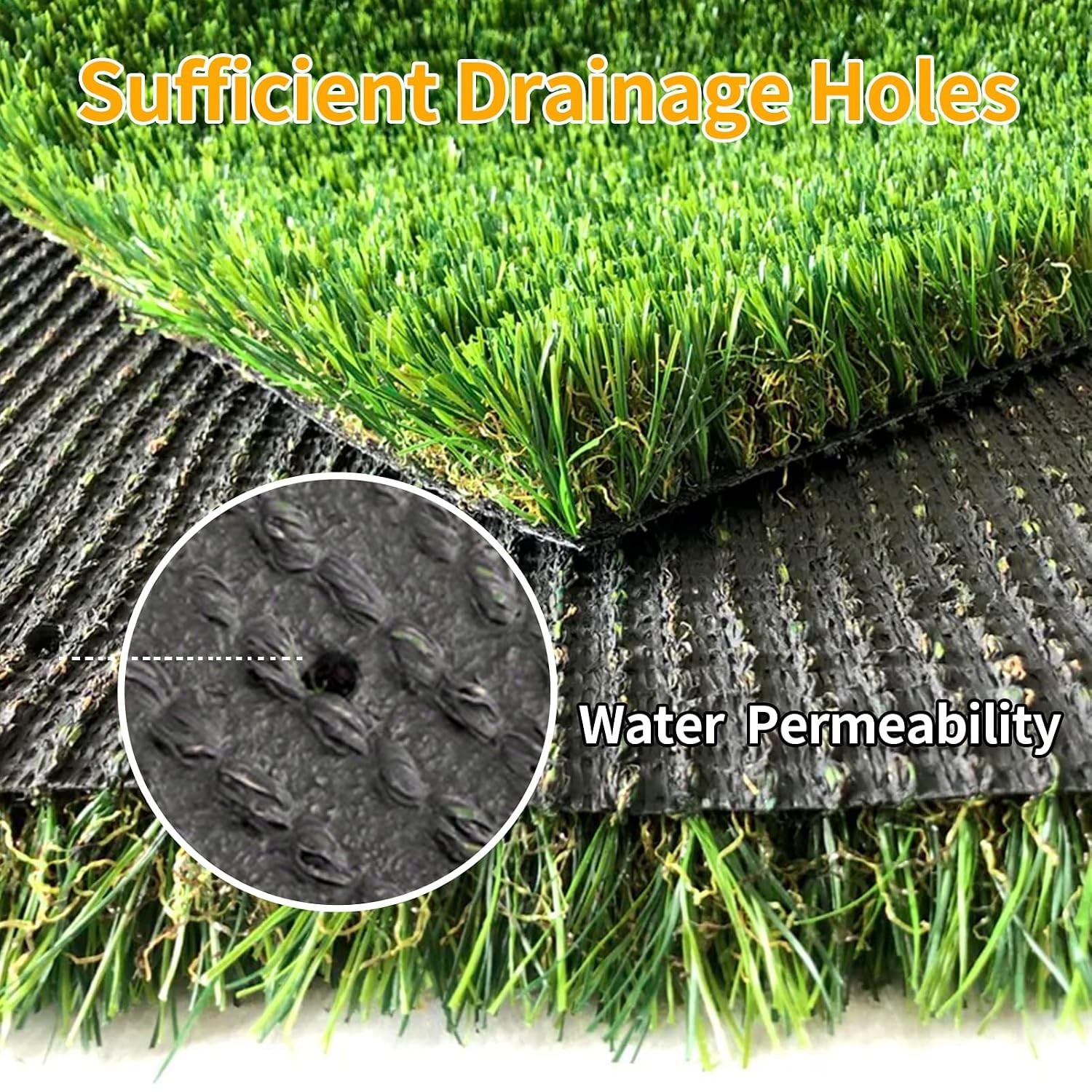 Artificial Pet Grass Dog Turf Mat Pad 1.38″ Pile Height Thick Drain Holes