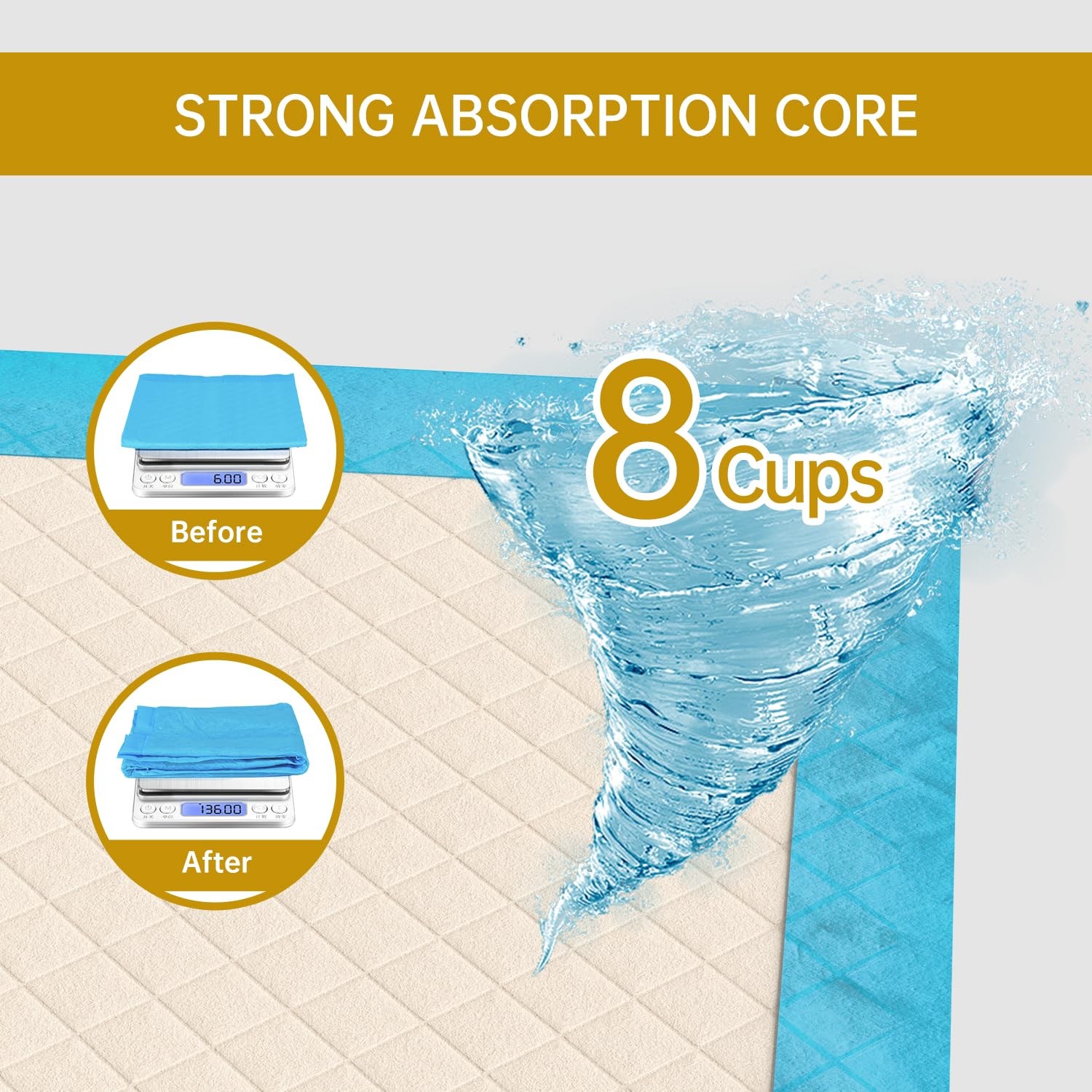 Dog Pee Pads Ultra Absorbent 5-Layer XL 28″x34″ Leak-Proof – Puppy Training