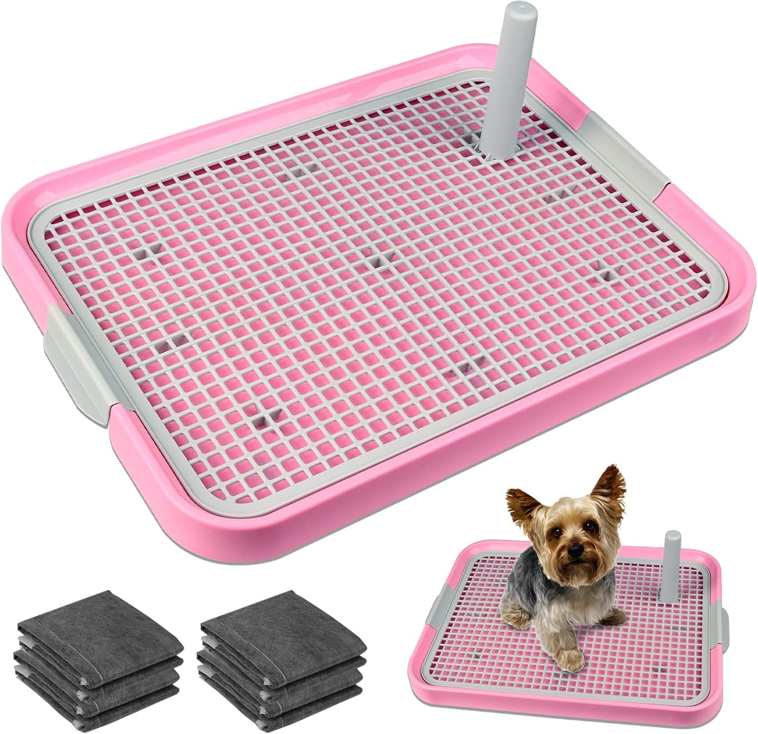 Dog Potty Tray Toilet 20″X14″ Doggy Bathroom Dog Litter Box, Indoor Pee Pad Hold