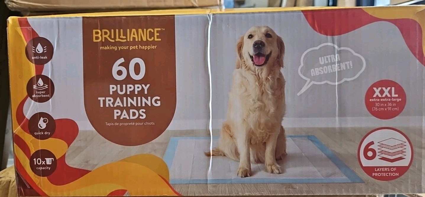Brilliance Puppy Training Pads, 6-Ply Mess-Free Disposable Dog Pee Pads, XXL,…