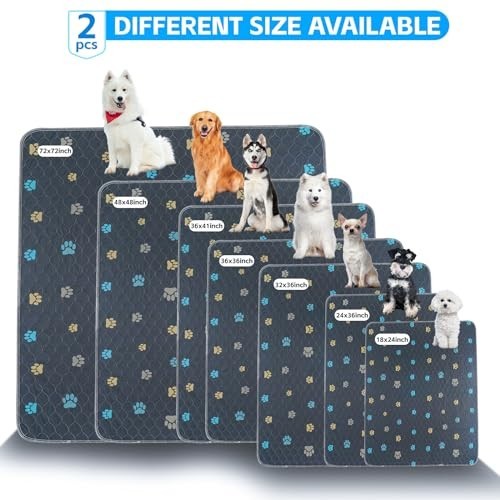 Washable Waterproof Puppy Pads 2PCS – Fast Drying Reusable Training Mat 24″x36