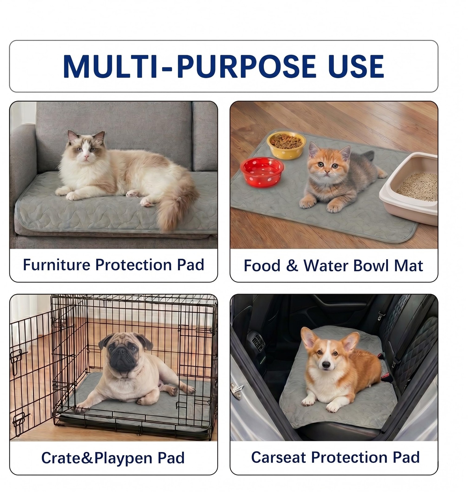 Gentle Purr Large Washable Pee Pads for Dogs 36″ x 36″, 2 Pack Reusable Puppy…