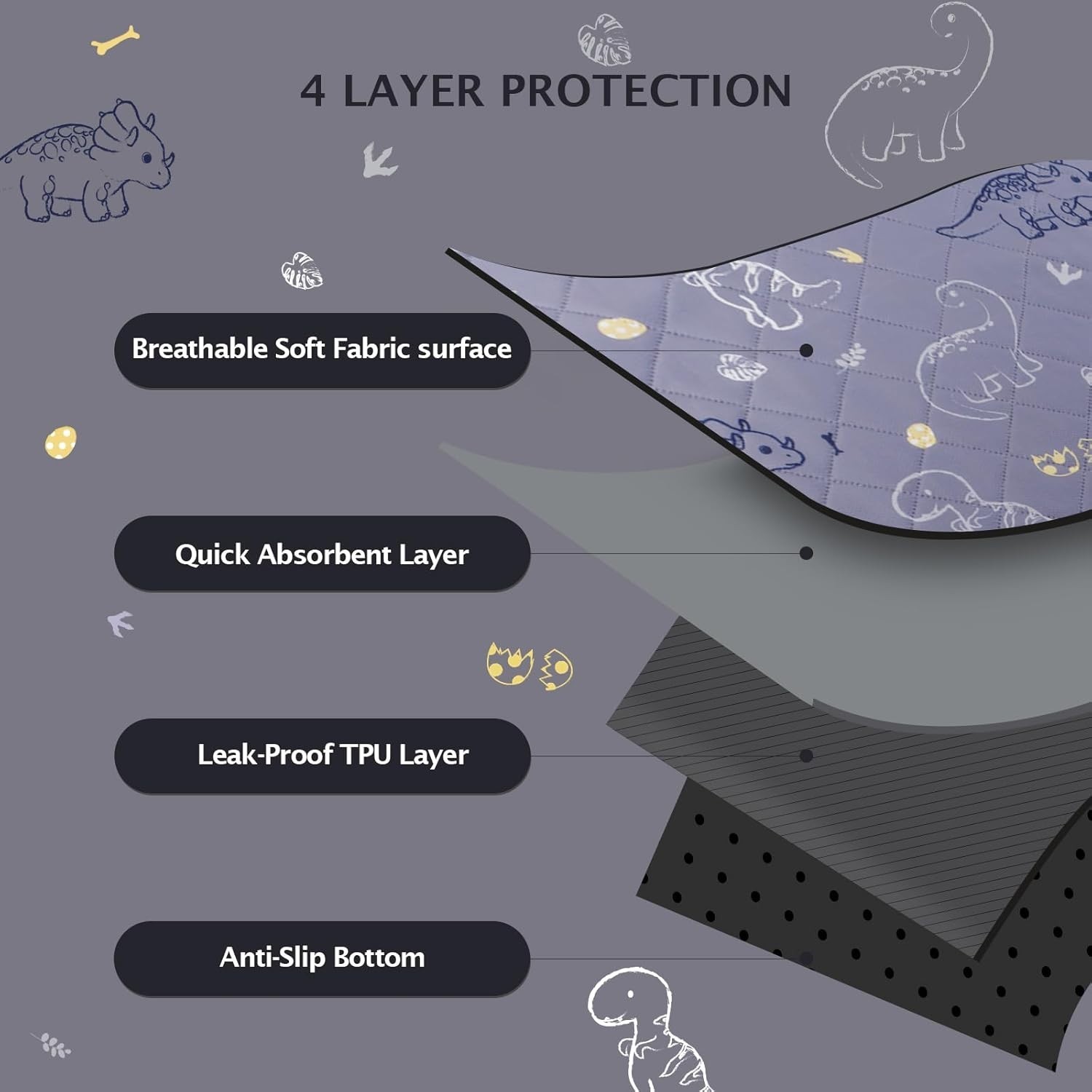 Reusable Puppy Potty Training Pads – Fast Absorbent & Stylish Dinosaur Pattern