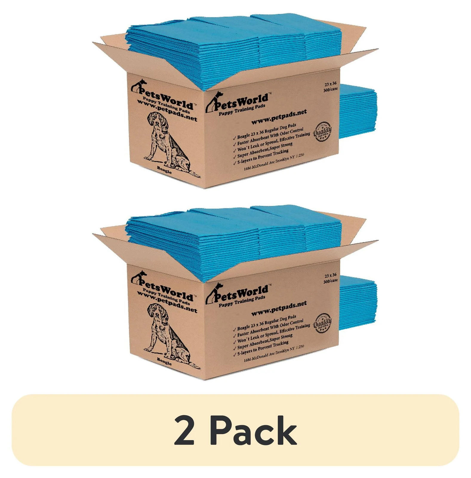 (2 Pack) 300 Count Puppy Pads for Small Pets, 23 in X 36 In, Leak-Proof, Value