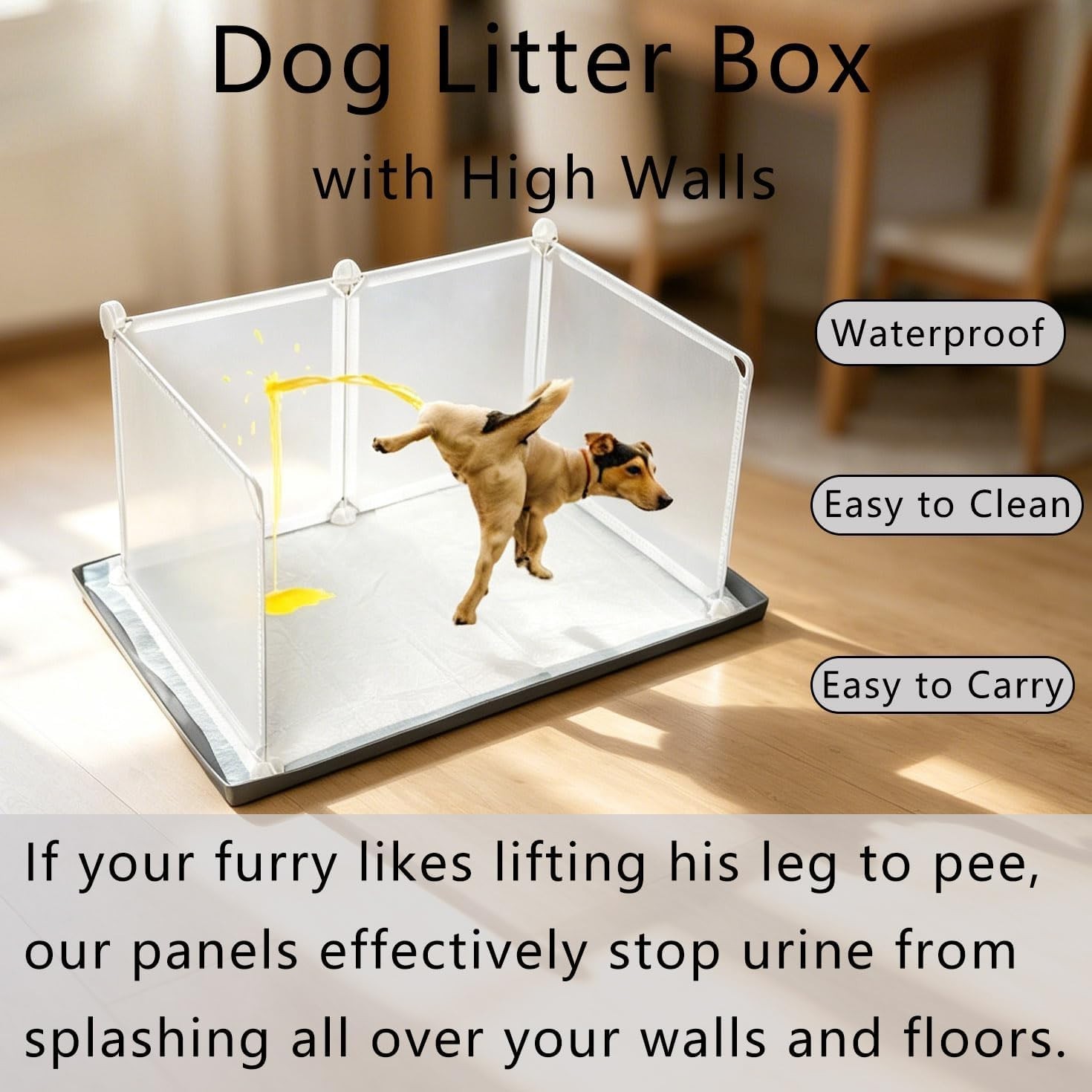 Customizable Dog Pee Pad Holder Tray with Splash Guard – Perfect for Training