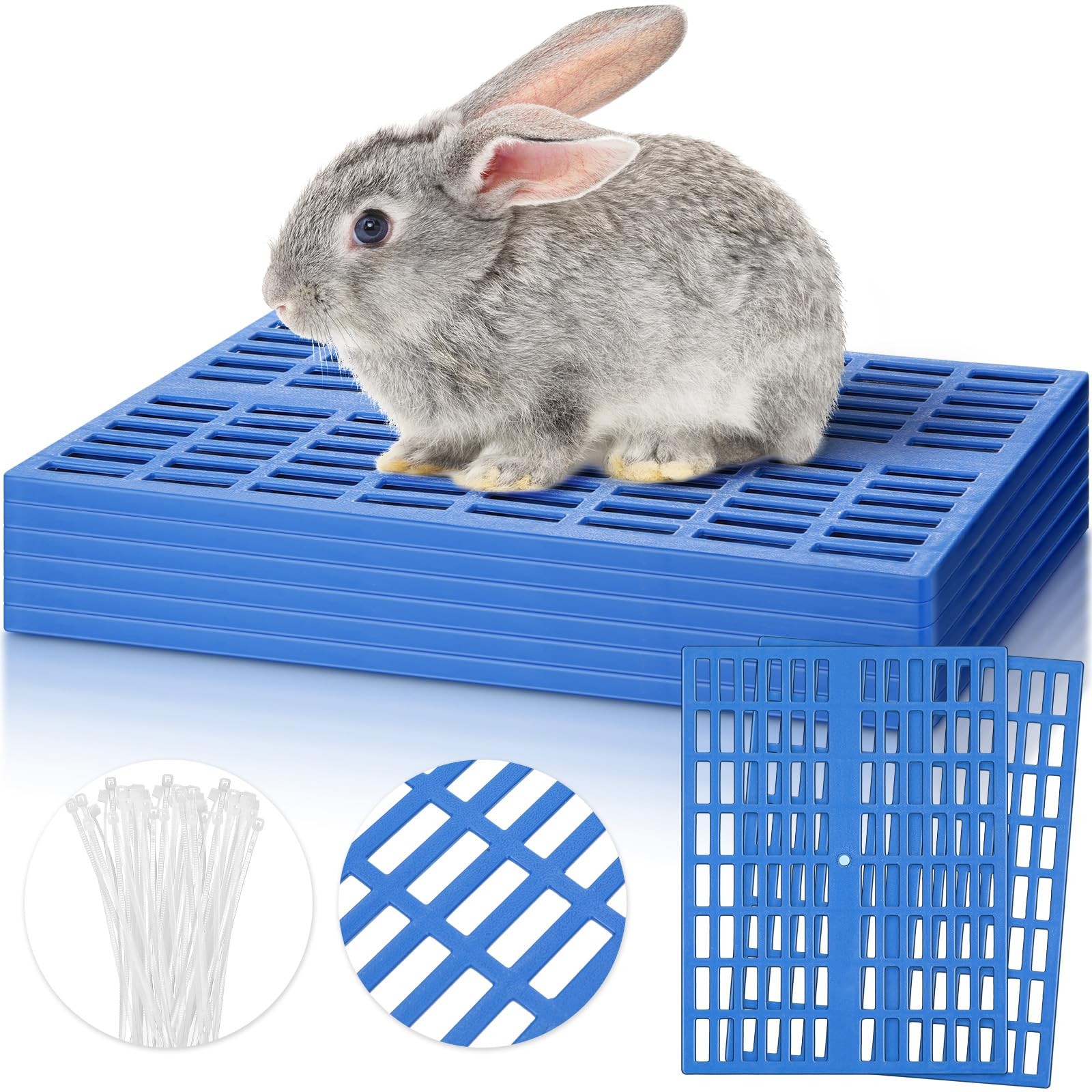 Kigley 6 Pcs Plastic Rabbit Cage Mat 13.4 x 9.8 x 0.3 inches, blue