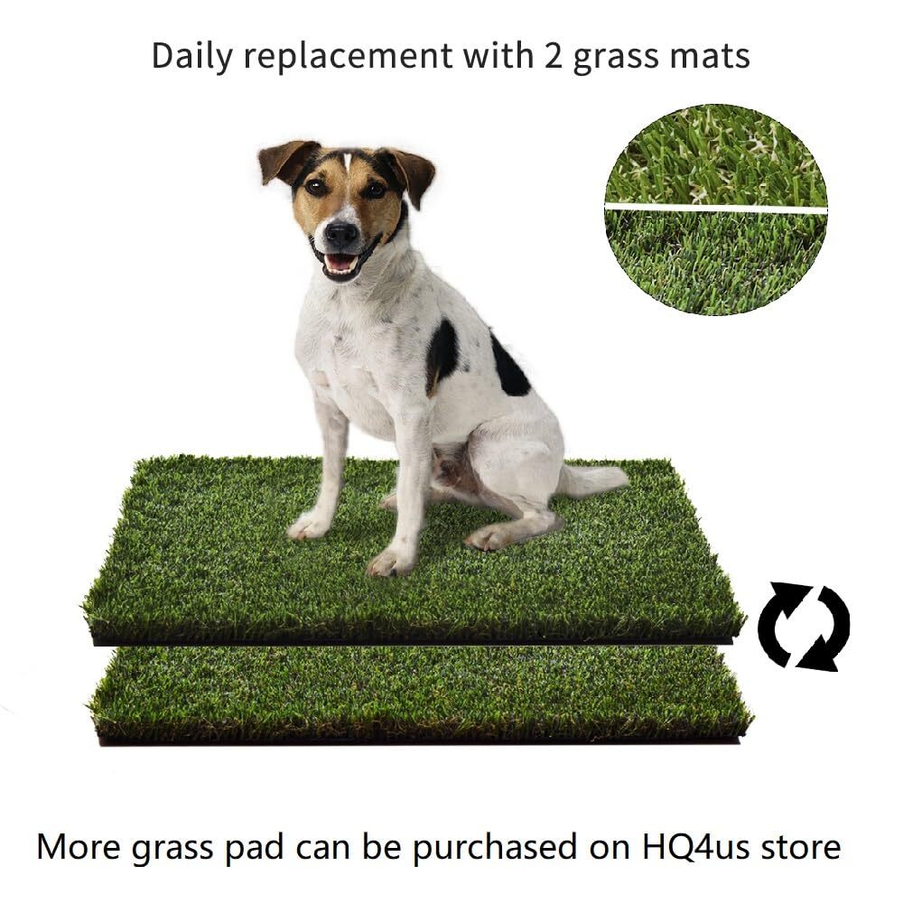 HQ4us Dog Grass Pad with Tray Large 34”×23” Dog Litter Box Toilet with 2×Arti…