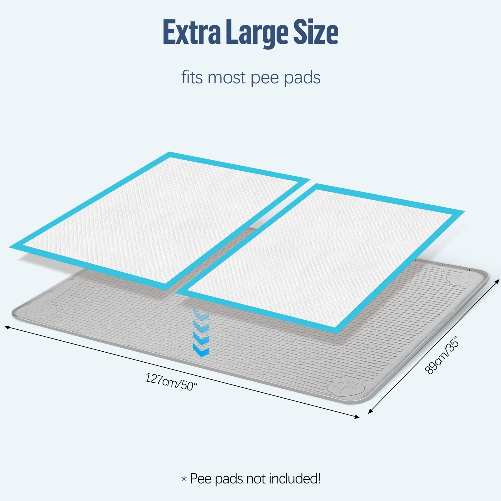 Pee Pad Holder for Dogs 50”x35” Silicone Puppy Pee Pad Tray, Light Grey | E…