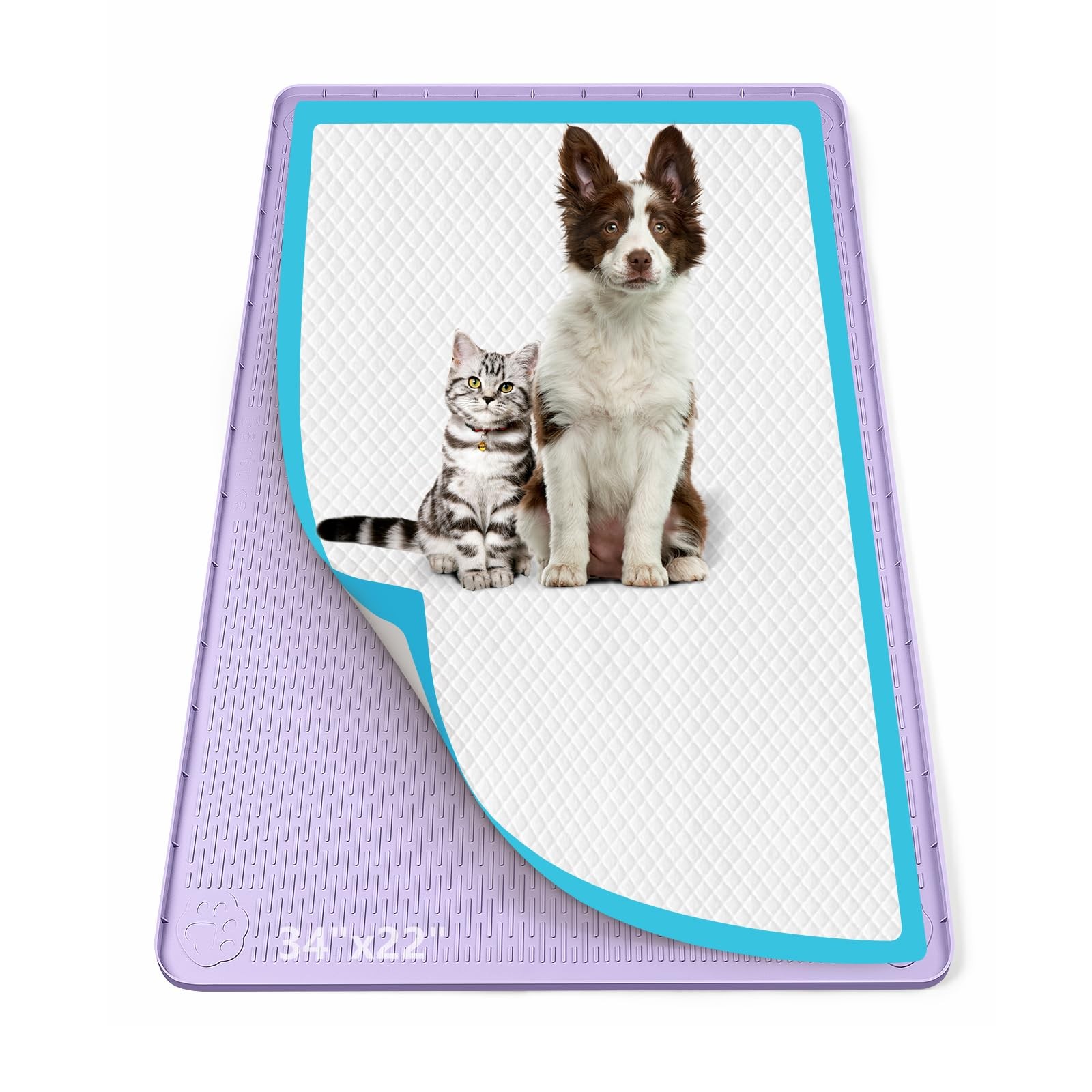 Pee Pad Holder for Dogs 34”x22” Silicone Puppy Pee Pad Tray, Purple | Extra…