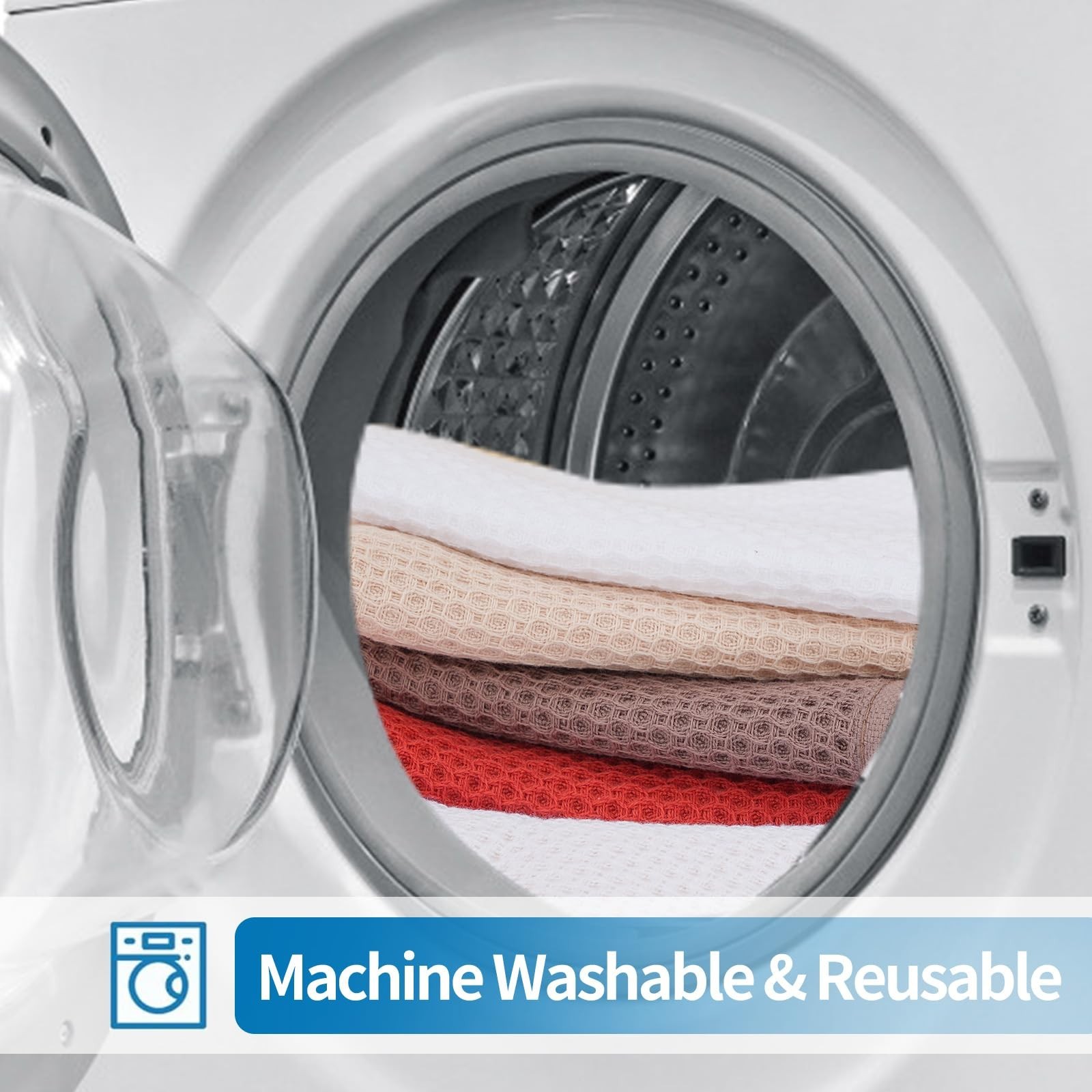 Cotton Dish Towels 6 Pack,12×12 Inch – Super Absorbent, Quick-Dry & Reusab