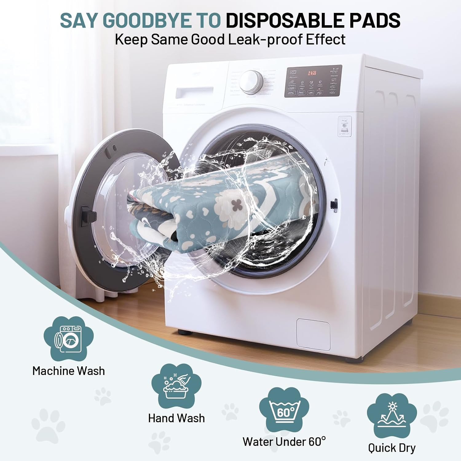 Washable Pee Pads for Dogs, 2 Pack 36X36In Puppy Pads | Super Absorbent Reusable
